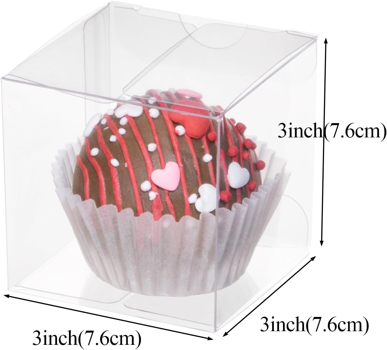 100Pack 3x3x3 Inch Clear Boxes for Hot Chocolate Bomb, Small Gifts, Bakery, Strawberries, Cupcake, Charcuterie, Christmas Party Favors - Image 3