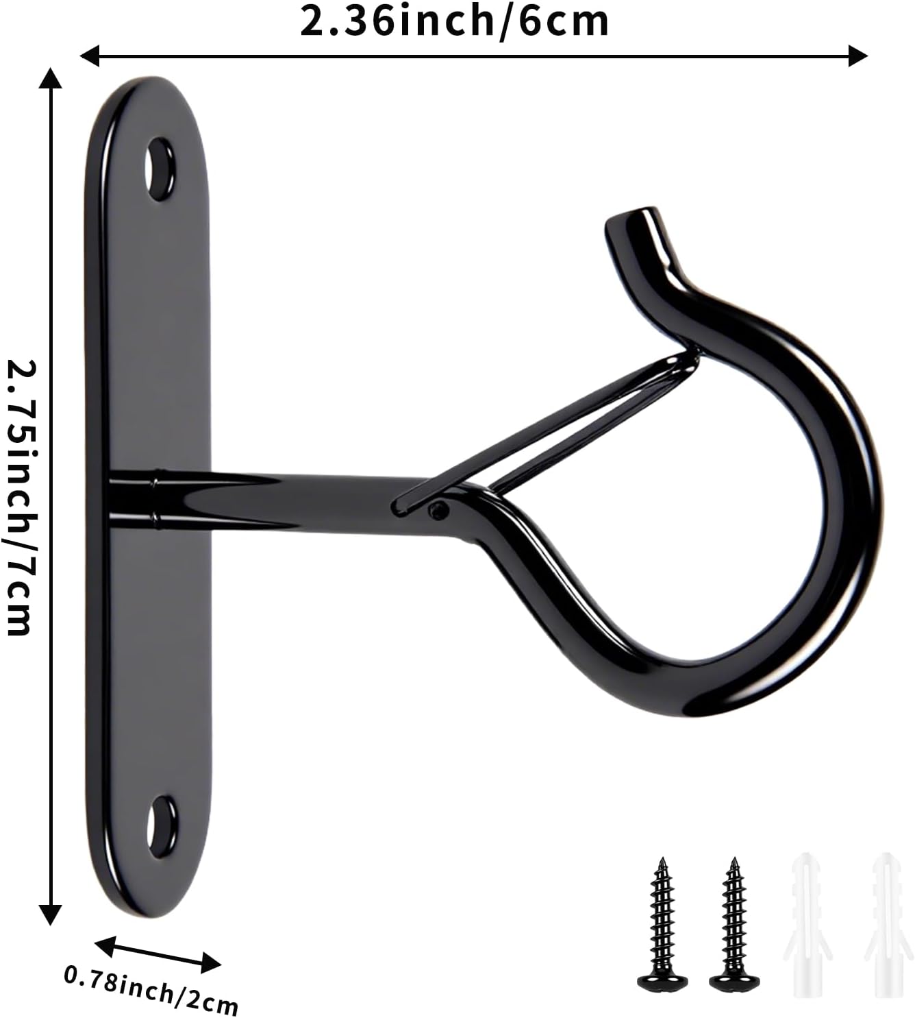 Heavy Duty Ceiling Hooks for Hanging Plants and String Lights, 2.36 Inch Plant Hook with Safety Latch, Ceiling Hanging Hook for Bird Feeders and Lanterns, Indoor Outdoor Use 40 lbs (Black, 6 Pcs) - Image 2