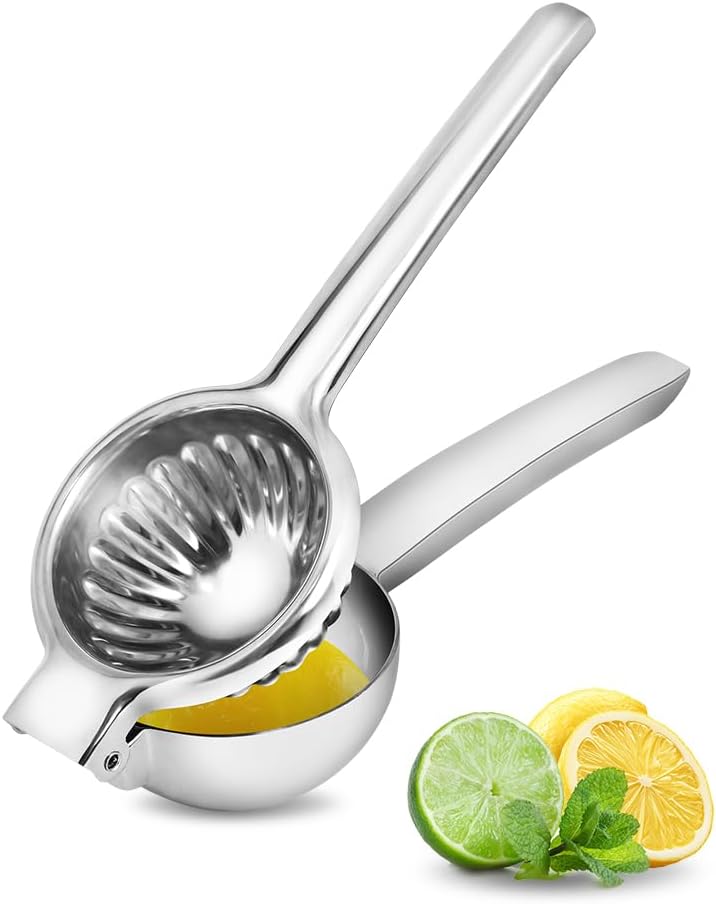 Lemon Squeezer Juicer for Lime and Lemon, Heavy-Duty 304 Stainless Steel, High Juice Yield Manual Juicer, Ergonomic Handle, Dishwasher Safe - Image 1