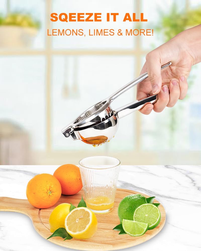 Lemon Squeezer Juicer for Lime and Lemon, Heavy-Duty 304 Stainless Steel, High Juice Yield Manual Juicer, Ergonomic Handle, Dishwasher Safe - Image 4