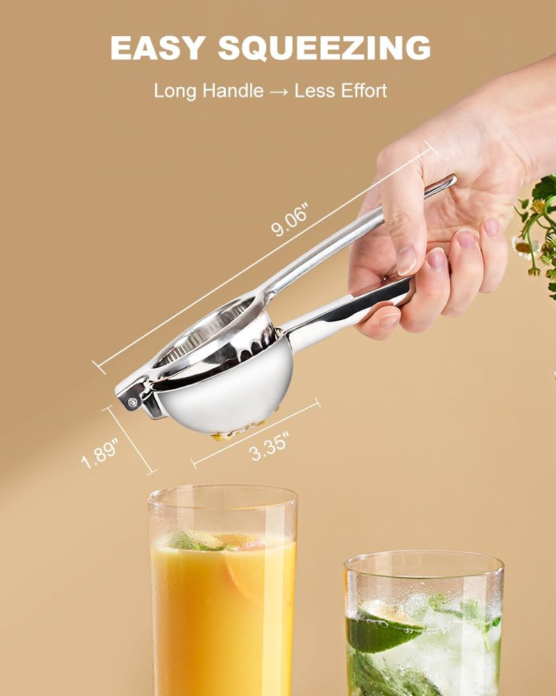Lemon Squeezer Juicer for Lime and Lemon, Heavy-Duty 304 Stainless Steel, High Juice Yield Manual Juicer, Ergonomic Handle, Dishwasher Safe - Image 5