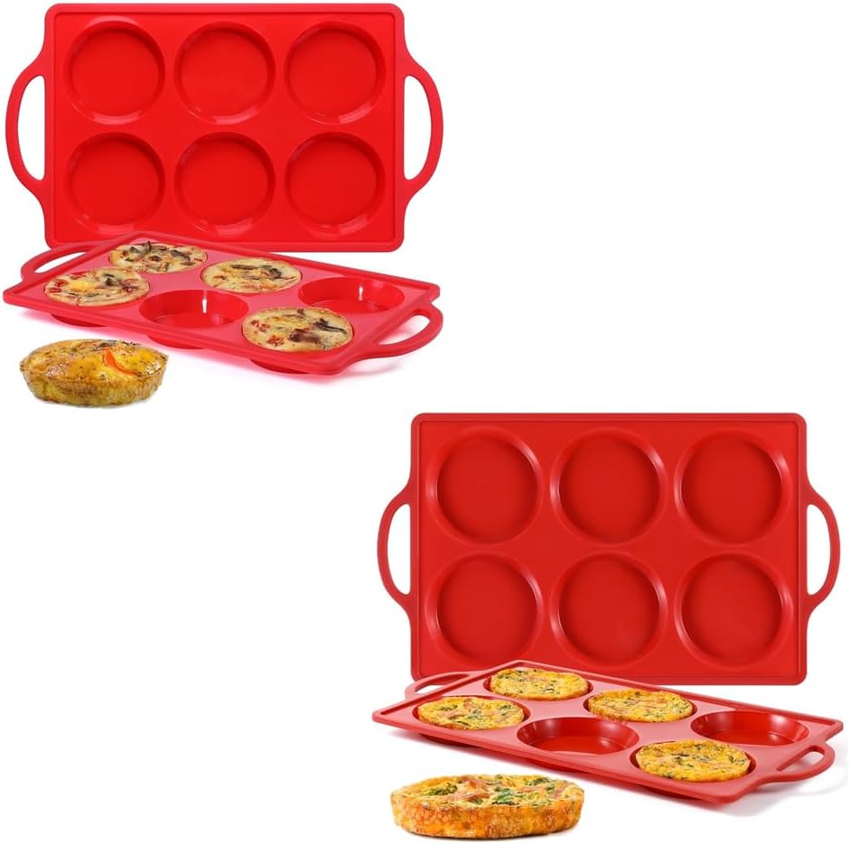 Silicone Muffin Top Pan & Metal Frame Round Egg Baking Pan - Image 1
