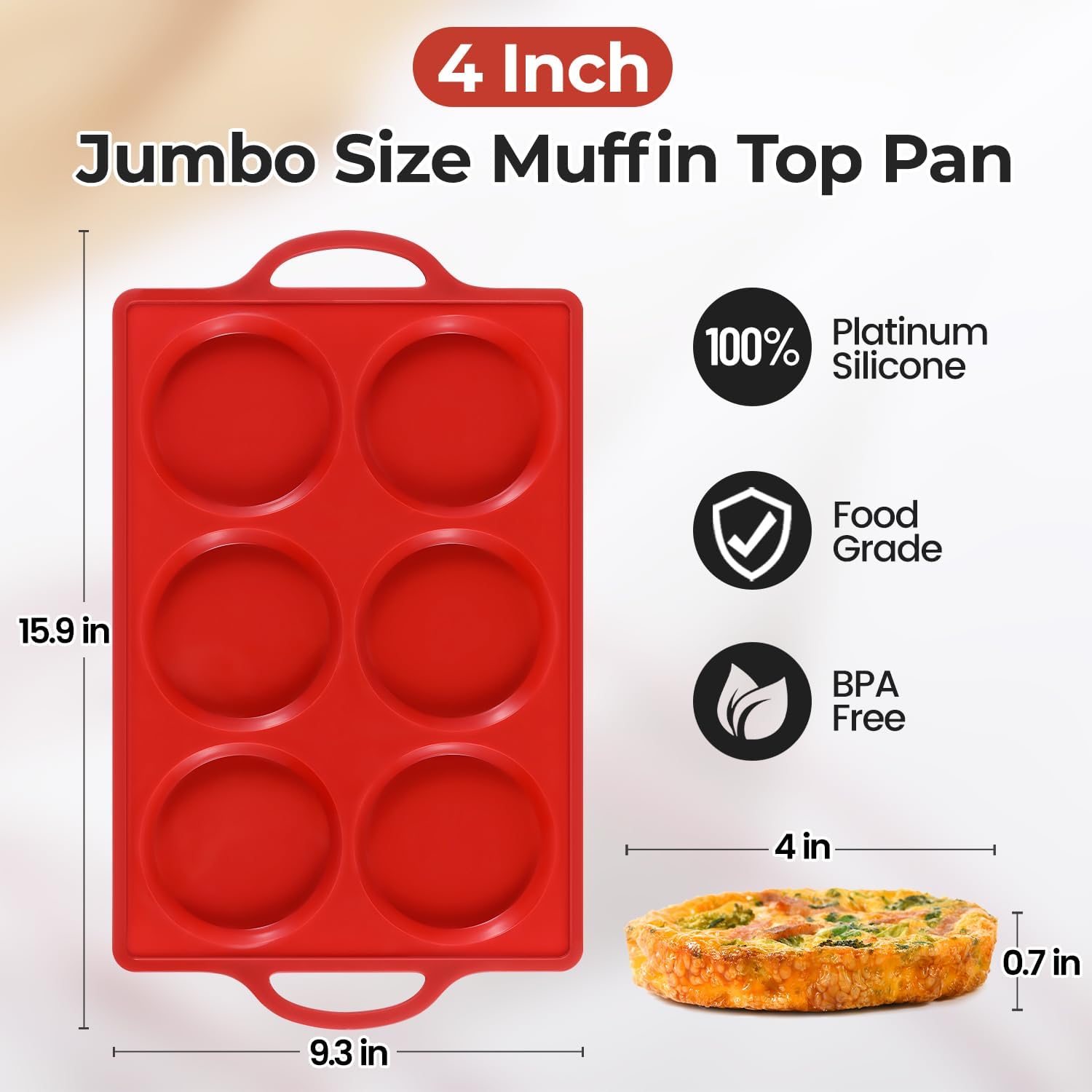 Silicone Muffin Top Pan & Metal Frame Round Egg Baking Pan - Image 3