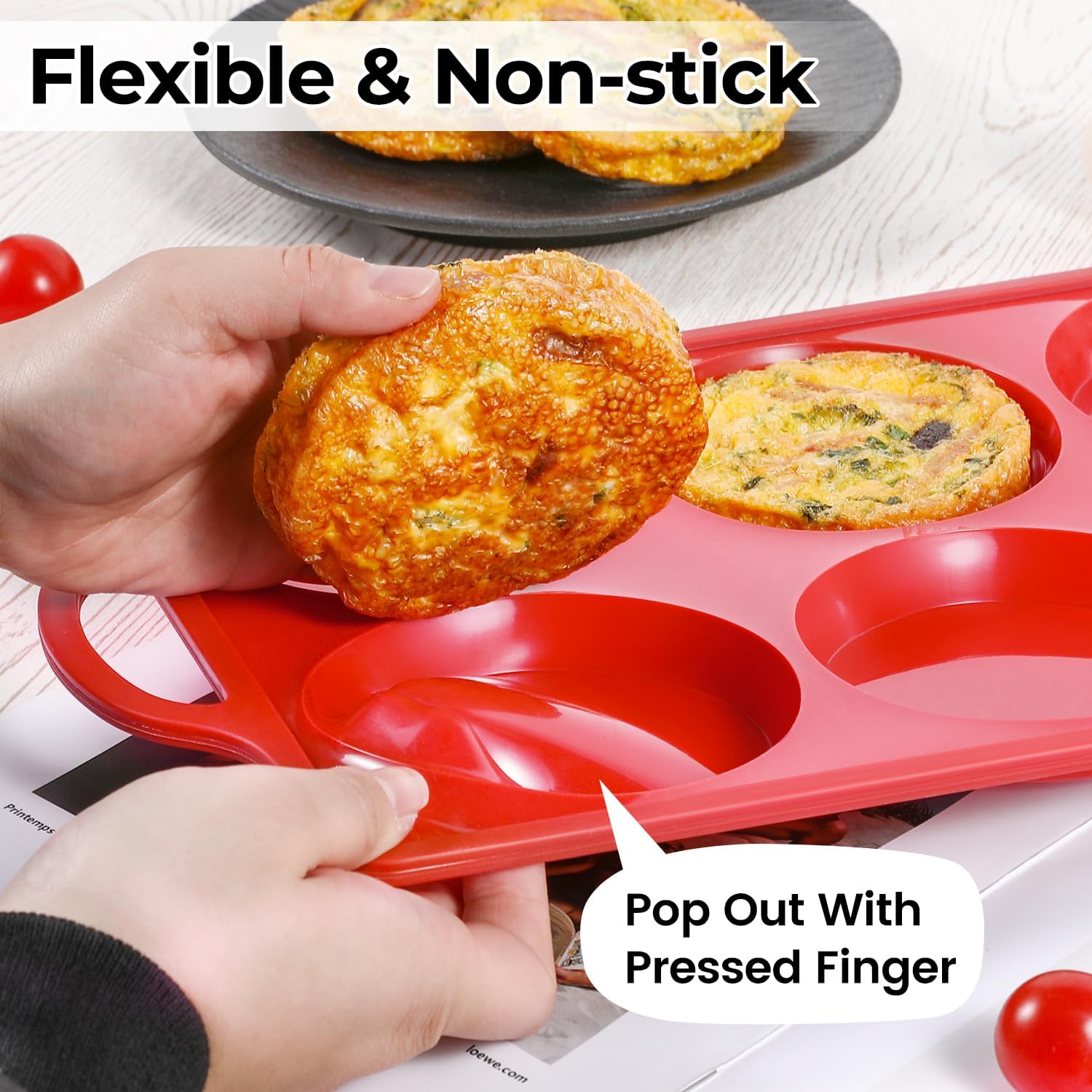 Silicone Muffin Top Pan & Metal Frame Round Egg Baking Pan - Image 5