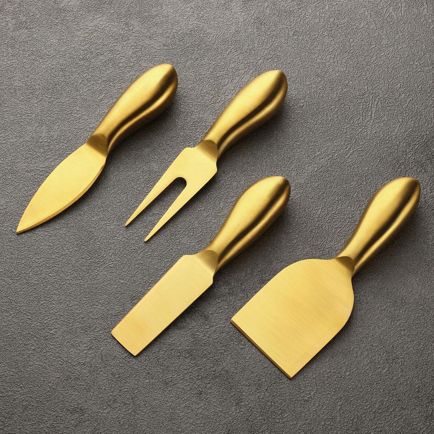4 Pieces Stainless Steel Cheese Knives Set, Knife Fork Slicer Butter Knife Set for Charcuterie and Cheese Spread Kitchen Cooking Christmas Gift for Women (Gold) - Image 4