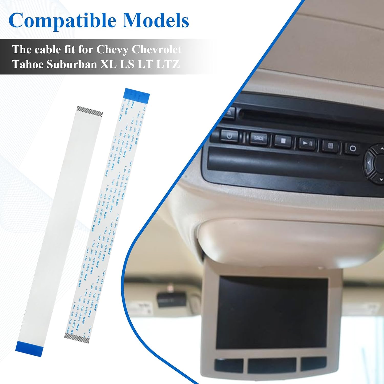 1 Pc Rear Seat Entertainment RSE DVD Monitor Repair Ribbon Cable, Compatible with Chevy Chevrolet Tahoe Suburban XL LS LT LTZ, Used to Fix The Video Entertainment System - Image 3