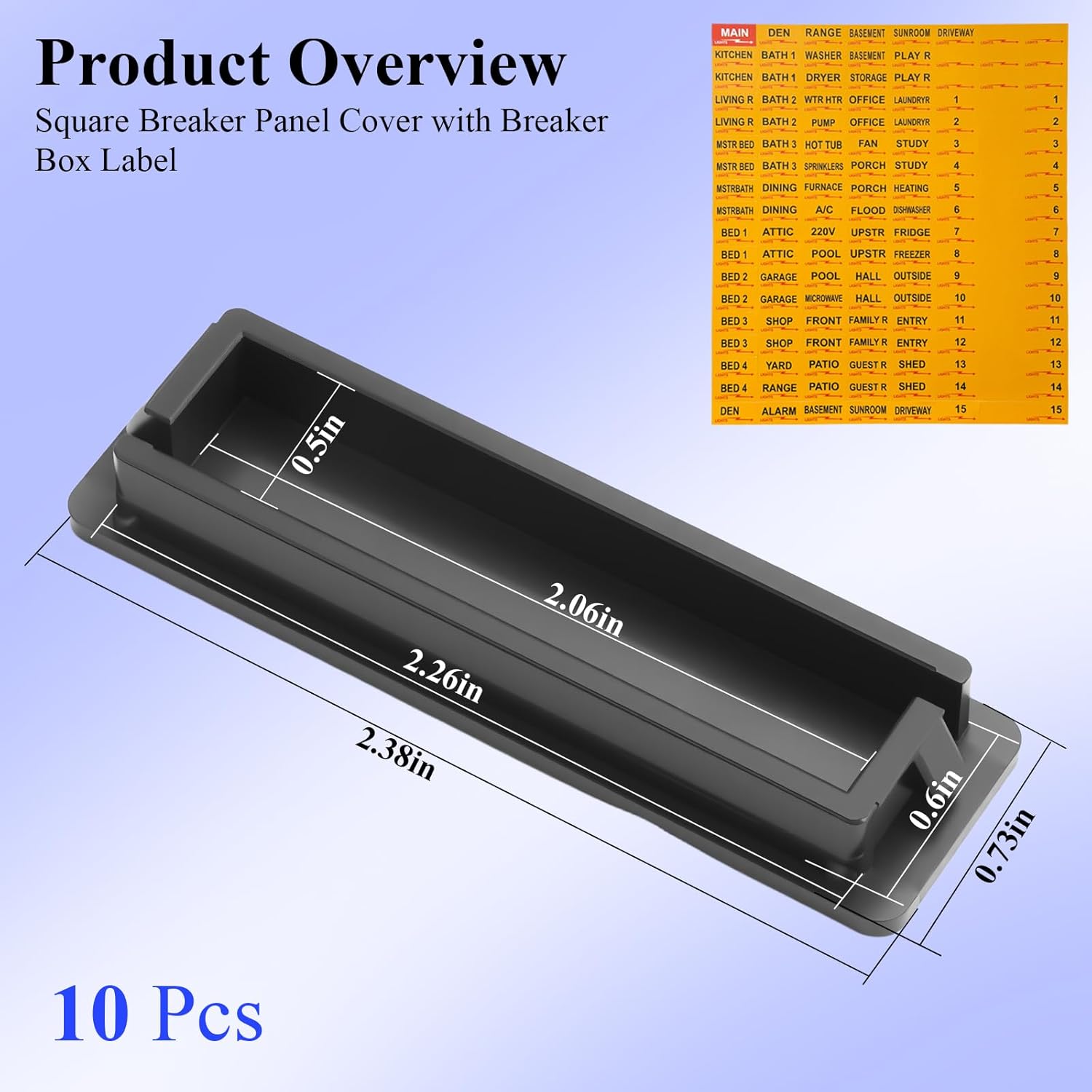 10 Pcs Circuit Breaker Filler Plates W/Breaker Box Label Fit for Schneider Electric Square D QO Breaker Panel Cover, 0.7 Inch Breaker Panel Blanks, Circuit Breaker Filler Cover, for Load Center - Image 2