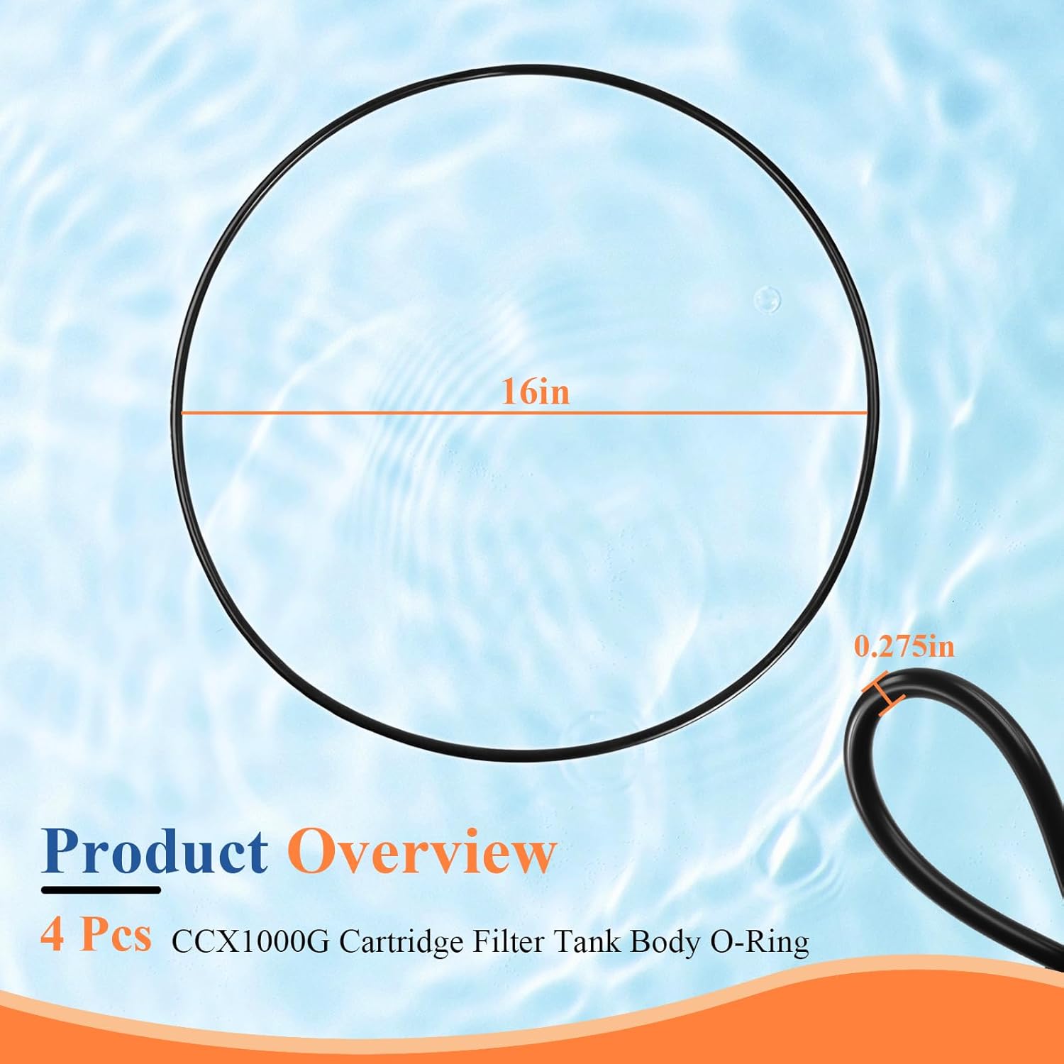 4 Pc CCX1000G Filter Tank Body O-Ring, Compatible with Hayward XStream CC1000, CC1500, CC2000 Series Swimming Pool Cartridge Filters, for Tank Filters Gasket, Pool Pump Filter Ring - Image 2
