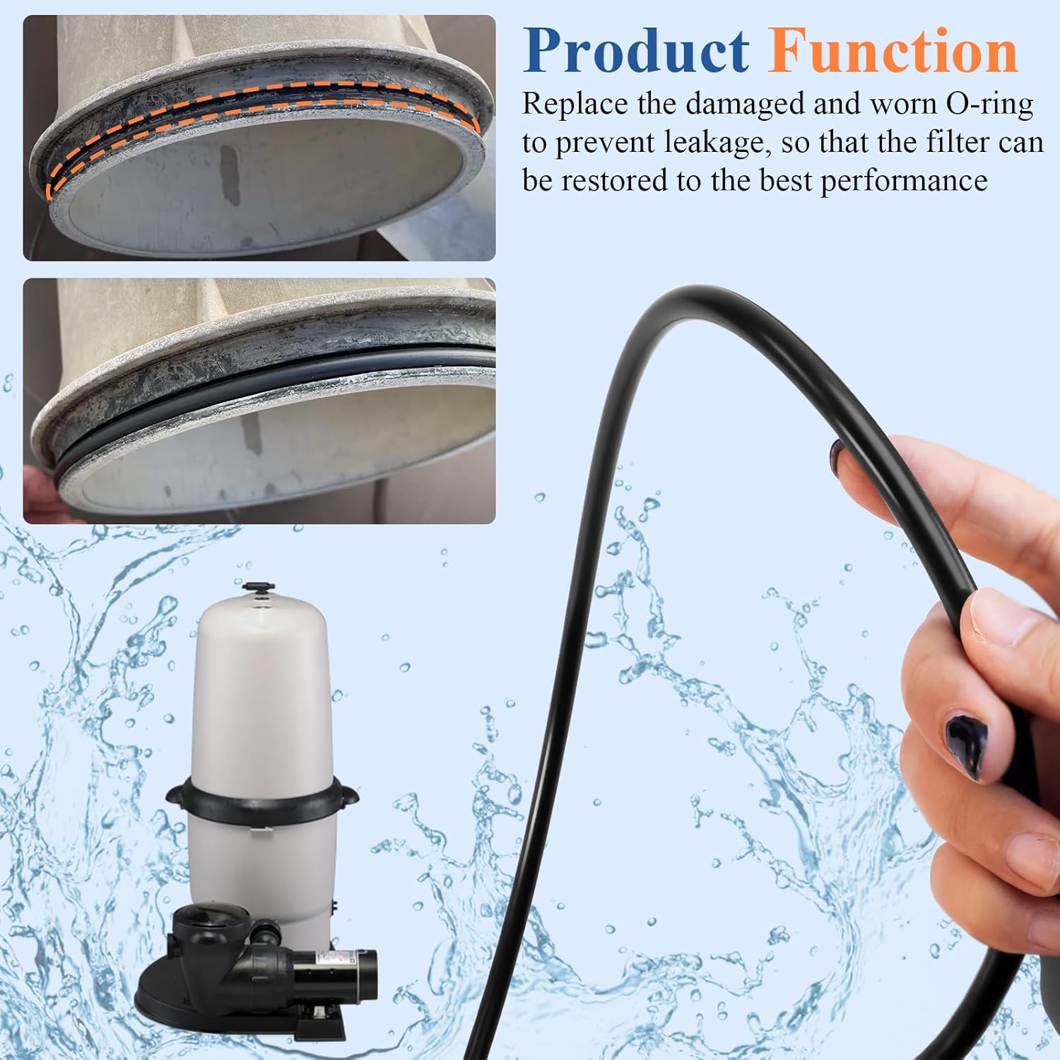 4 Pc CCX1000G Filter Tank Body O-Ring, Compatible with Hayward XStream CC1000, CC1500, CC2000 Series Swimming Pool Cartridge Filters, for Tank Filters Gasket, Pool Pump Filter Ring - Image 4