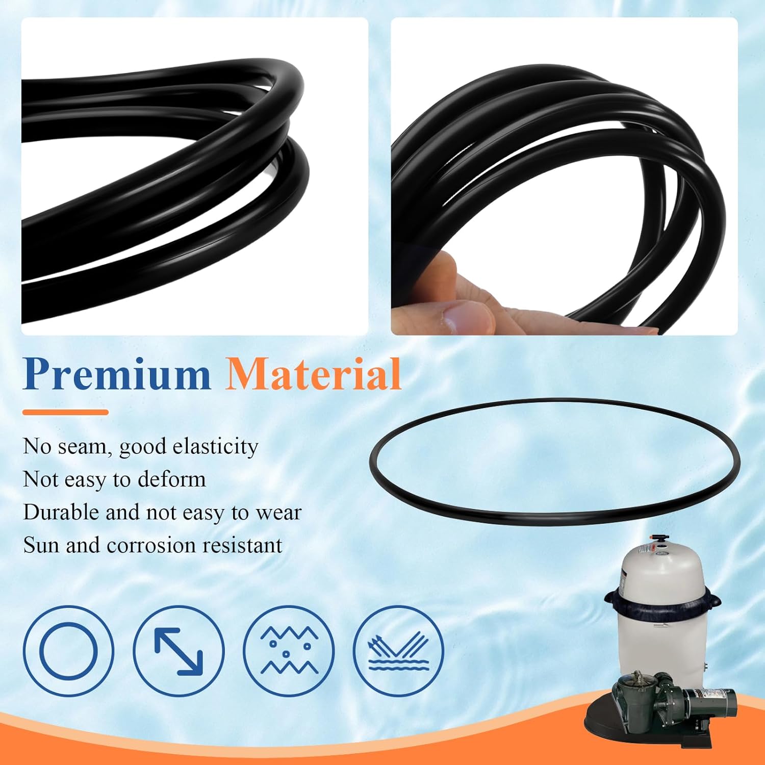 4 Pc CCX1000G Filter Tank Body O-Ring, Compatible with Hayward XStream CC1000, CC1500, CC2000 Series Swimming Pool Cartridge Filters, for Tank Filters Gasket, Pool Pump Filter Ring - Image 5