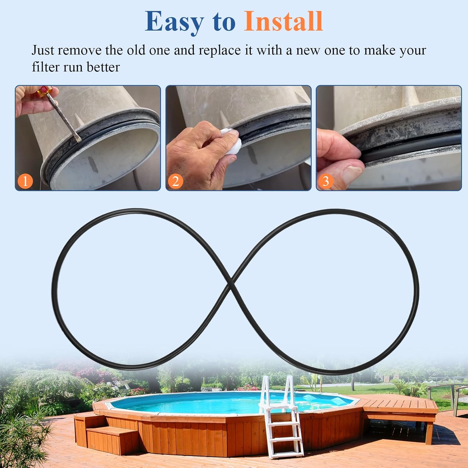 4 Pc CCX1000G Filter Tank Body O-Ring, Compatible with Hayward XStream CC1000, CC1500, CC2000 Series Swimming Pool Cartridge Filters, for Tank Filters Gasket, Pool Pump Filter Ring - Image 6