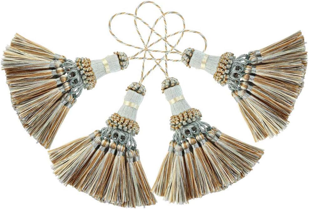 Elegant Polyester Tassel Handmade Colorful Craft Tassels Charms for Key Chain Straps DIY Accessories (Blue, 4 Pack) - Image 1