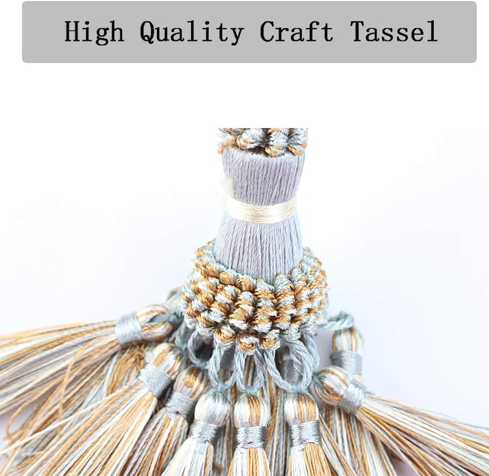 Elegant Polyester Tassel Handmade Colorful Craft Tassels Charms for Key Chain Straps DIY Accessories (Blue, 4 Pack) - Image 3