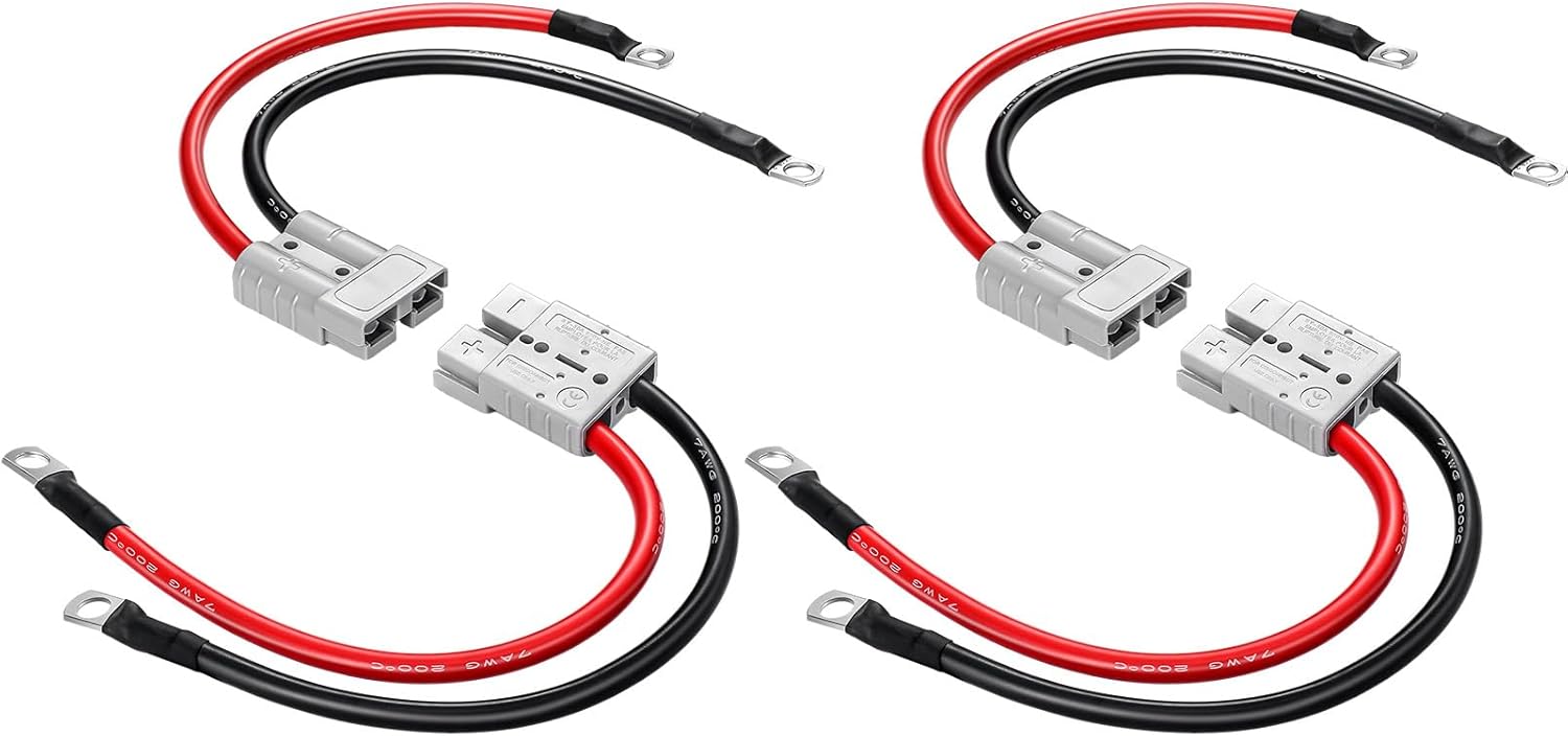 4 Pcs Battery Quick Connector with Copper Ring Compatible with Anderson 50A Winch Power Cable for Lifepo4 Battery Power Transfer Forklift Golf Carts Trailer - Image 1