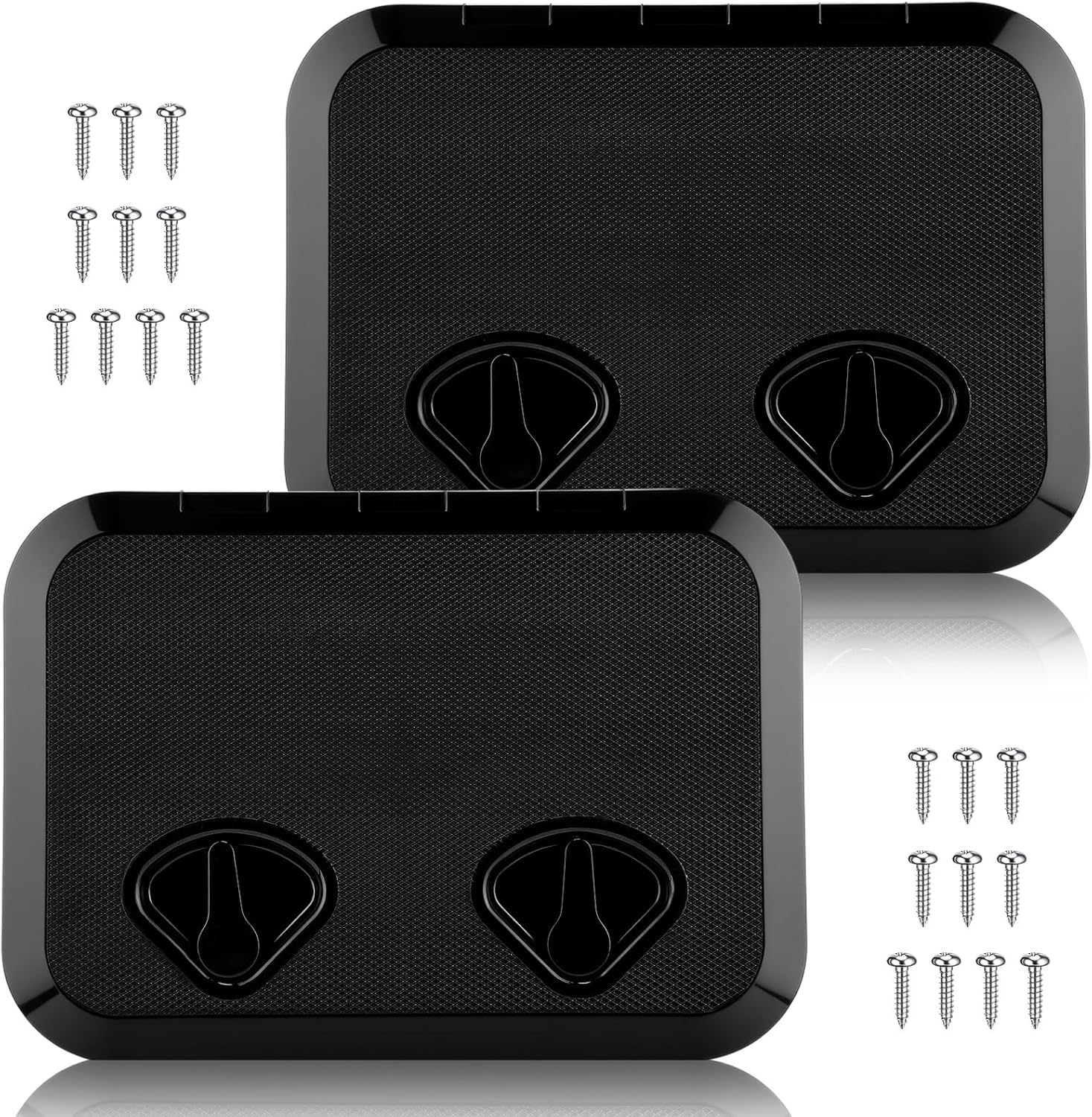 2 Pcs Marine Deck Access Hatch Rectangle Boat Deck Hatch & Lid with 20 Screws Non Slip Surface for Marine Yacht RV Truck Vent Accessories - Image 1