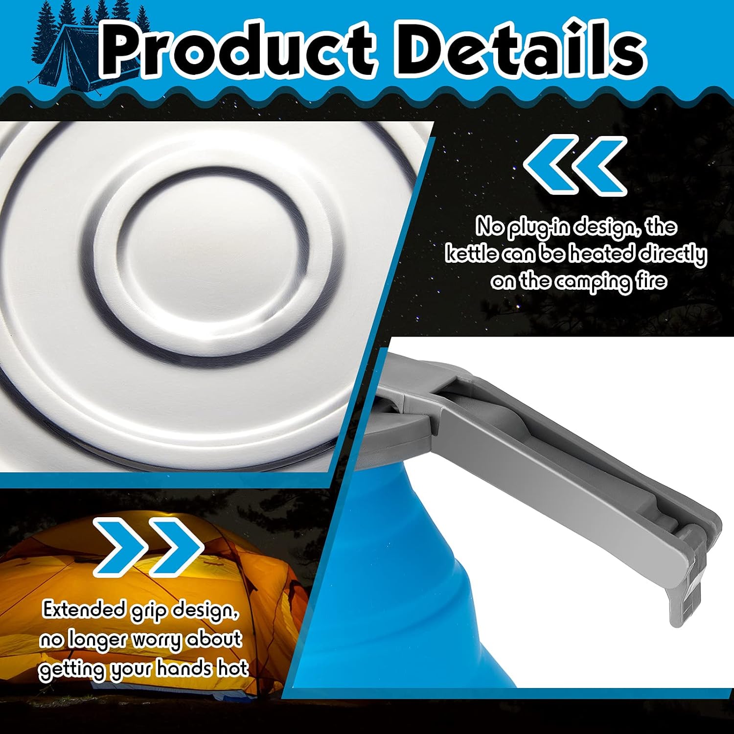 1.5l Portable Collapsible Kettle Camping Pot Collapsible Tea Kettle for Hiking Travel and Outdoors - Image 4