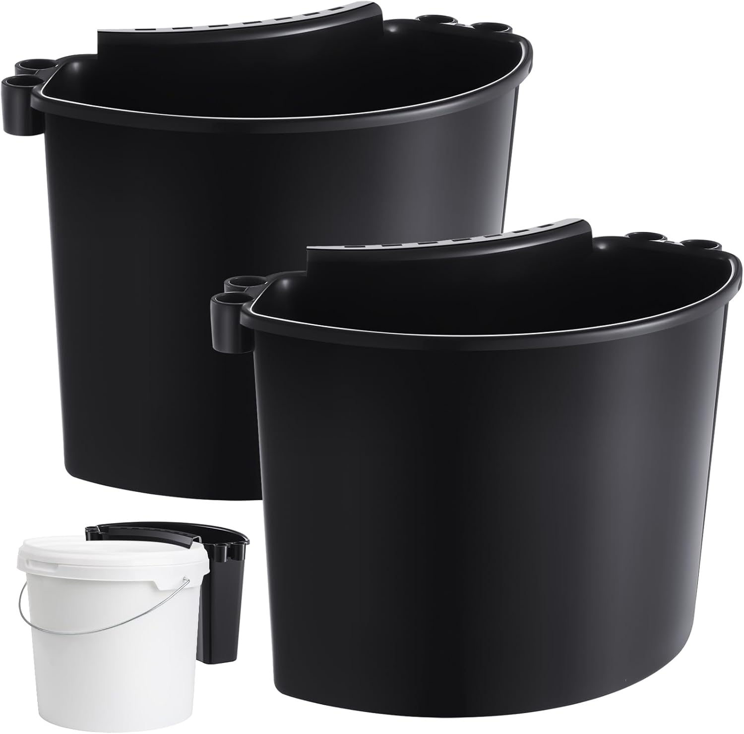 2 Pcs Car Detailing Bucket Organizer 10.2 x 7.8 x 5.5 Inch Car Washing Bucket Caddy Portable Multipurpose Hanging Organizer for Accessories Tool Home Garden Camping (Black) - Image 1
