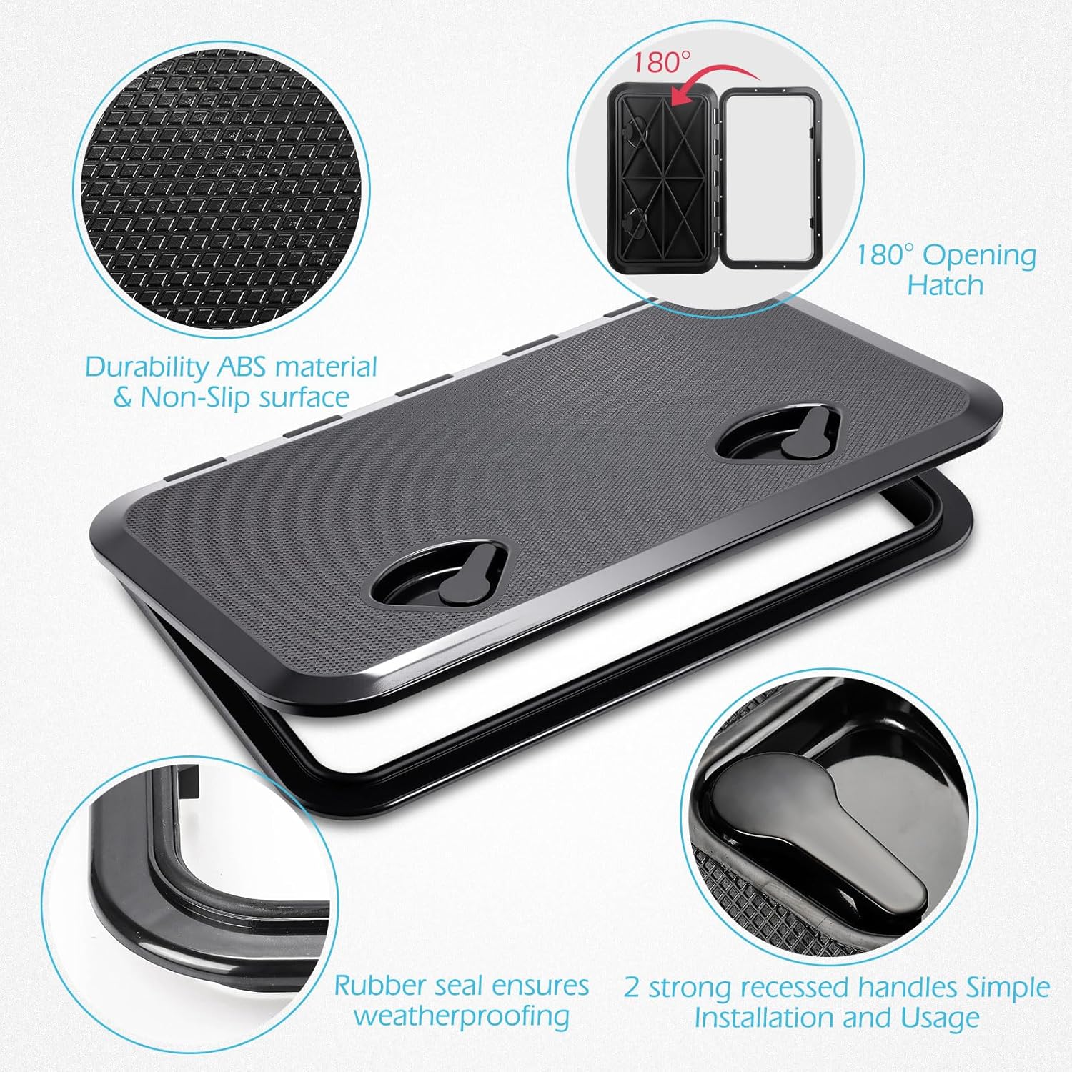 2 Pcs Marine Boat Deck Hatch Boat Access Hatch & Lid, 180 Hinge Strong Recessed Handle for Marine Yacht Rv Truck Vent Accessories, Easy to Install - Image 4
