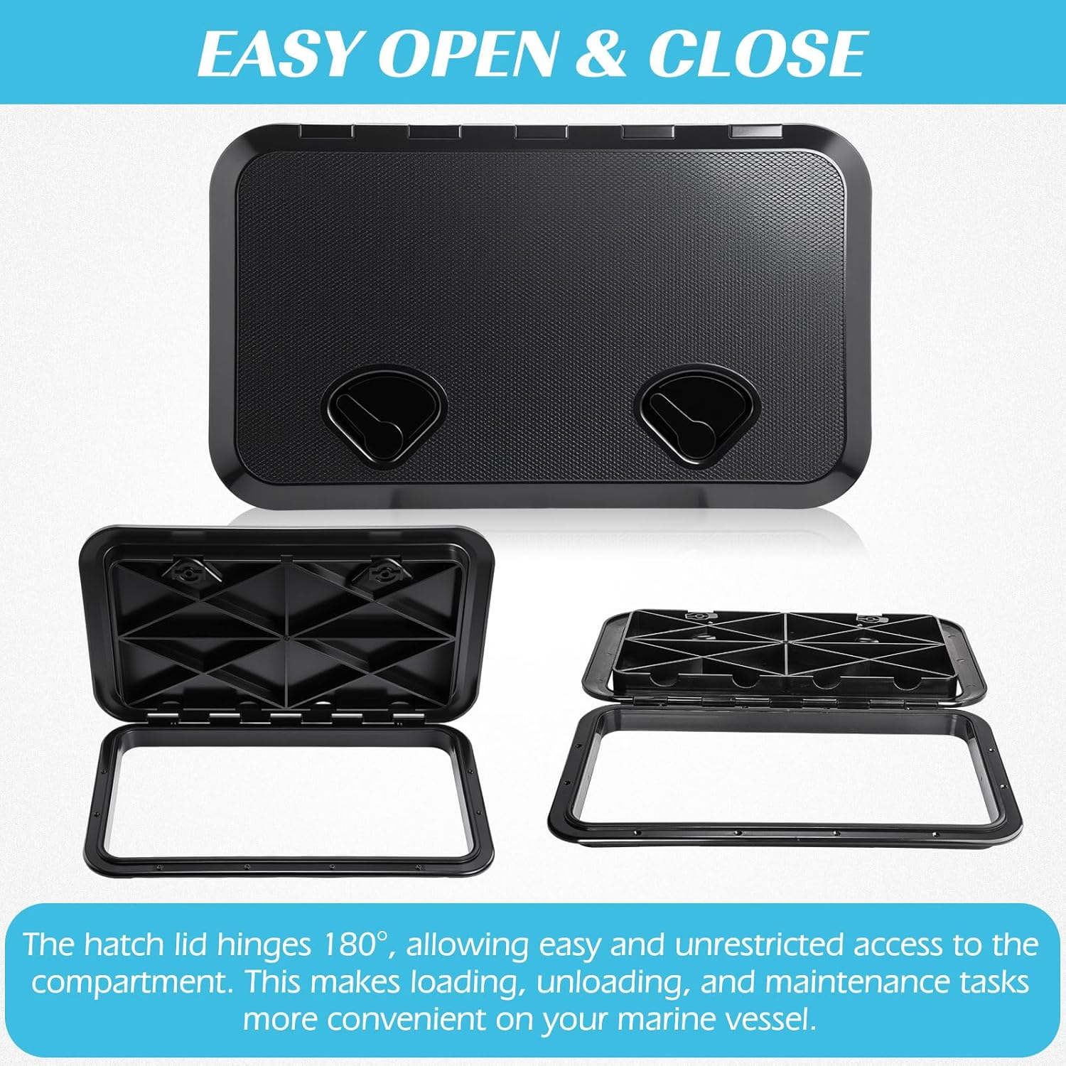 2 Pcs Marine Boat Deck Hatch Boat Access Hatch & Lid, 180 Hinge Strong Recessed Handle for Marine Yacht Rv Truck Vent Accessories, Easy to Install - Image 6