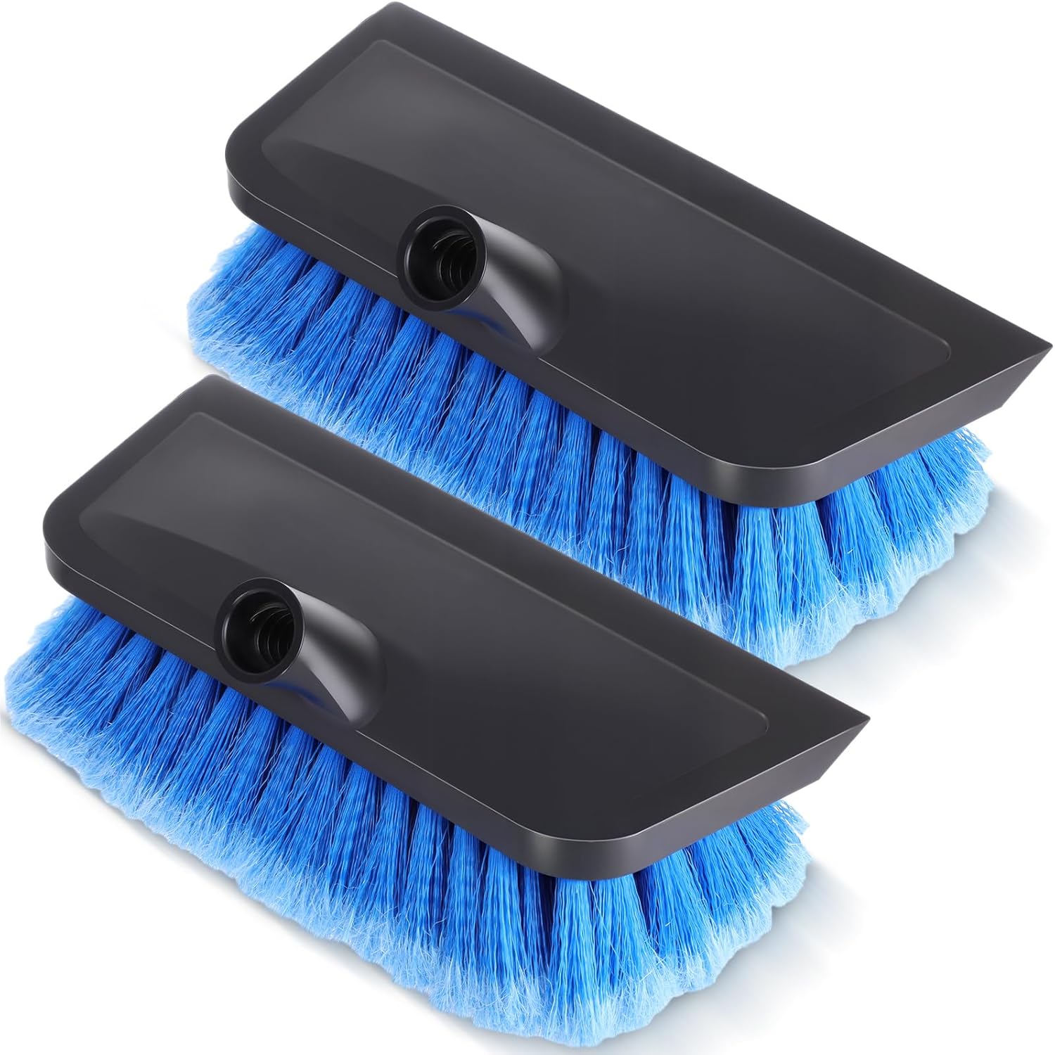 2 Pcs 10 Inch Solar Panel Soft Brush Cleaner Head, Bristles Scrub Brush with Rubber Protective Pads Prevent Scratches, for Solar Panels, Cars, RV, Trucks, Boats, Facades of Houses(Blue) - Image 1