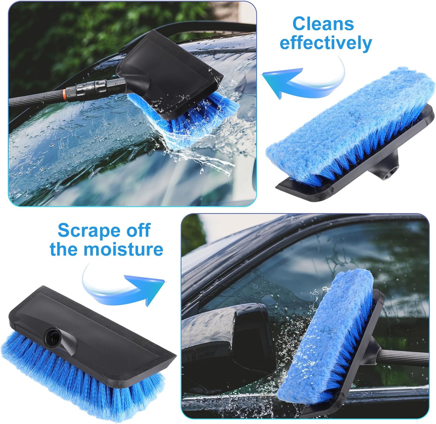 2 Pcs 10 Inch Solar Panel Soft Brush Cleaner Head, Bristles Scrub Brush with Rubber Protective Pads Prevent Scratches, for Solar Panels, Cars, RV, Trucks, Boats, Facades of Houses(Blue) - Image 5
