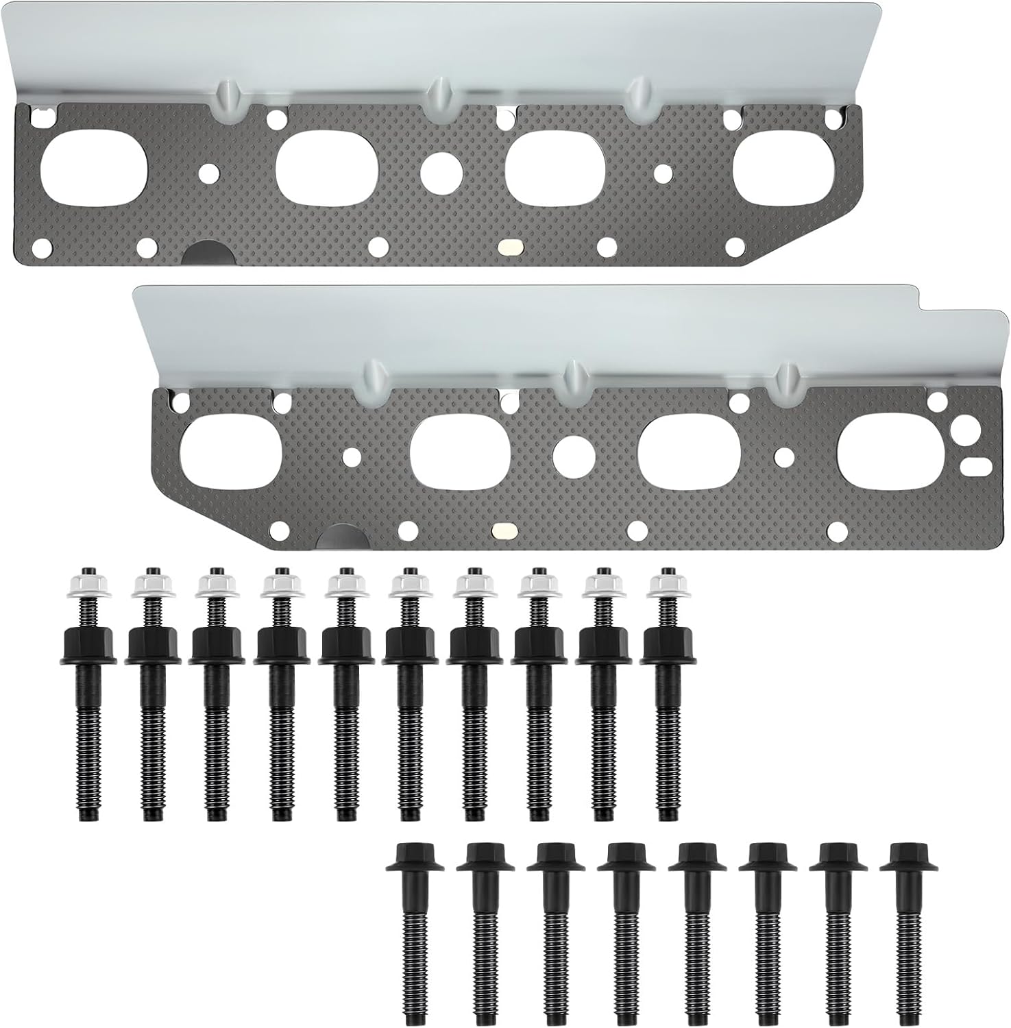 Exhaust Manifold Gasket Set with Bolts and Studs Exhaust Manifold Hardware Gasket Kit Compatible with Ram 5.7l with Bolt Studsv8 2009-2020 1500 2500 3500 Engines(Complete Left + Right) - Image 1