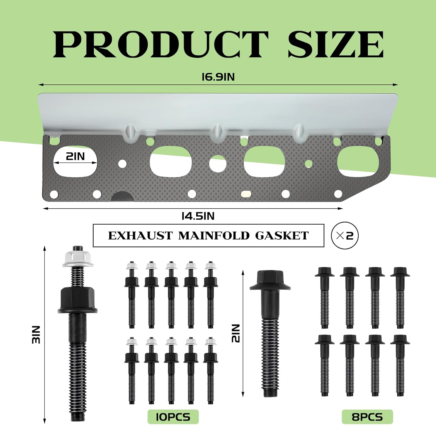Exhaust Manifold Gasket Set with Bolts and Studs Exhaust Manifold Hardware Gasket Kit Compatible with Ram 5.7l with Bolt Studsv8 2009-2020 1500 2500 3500 Engines(Complete Left + Right) - Image 2