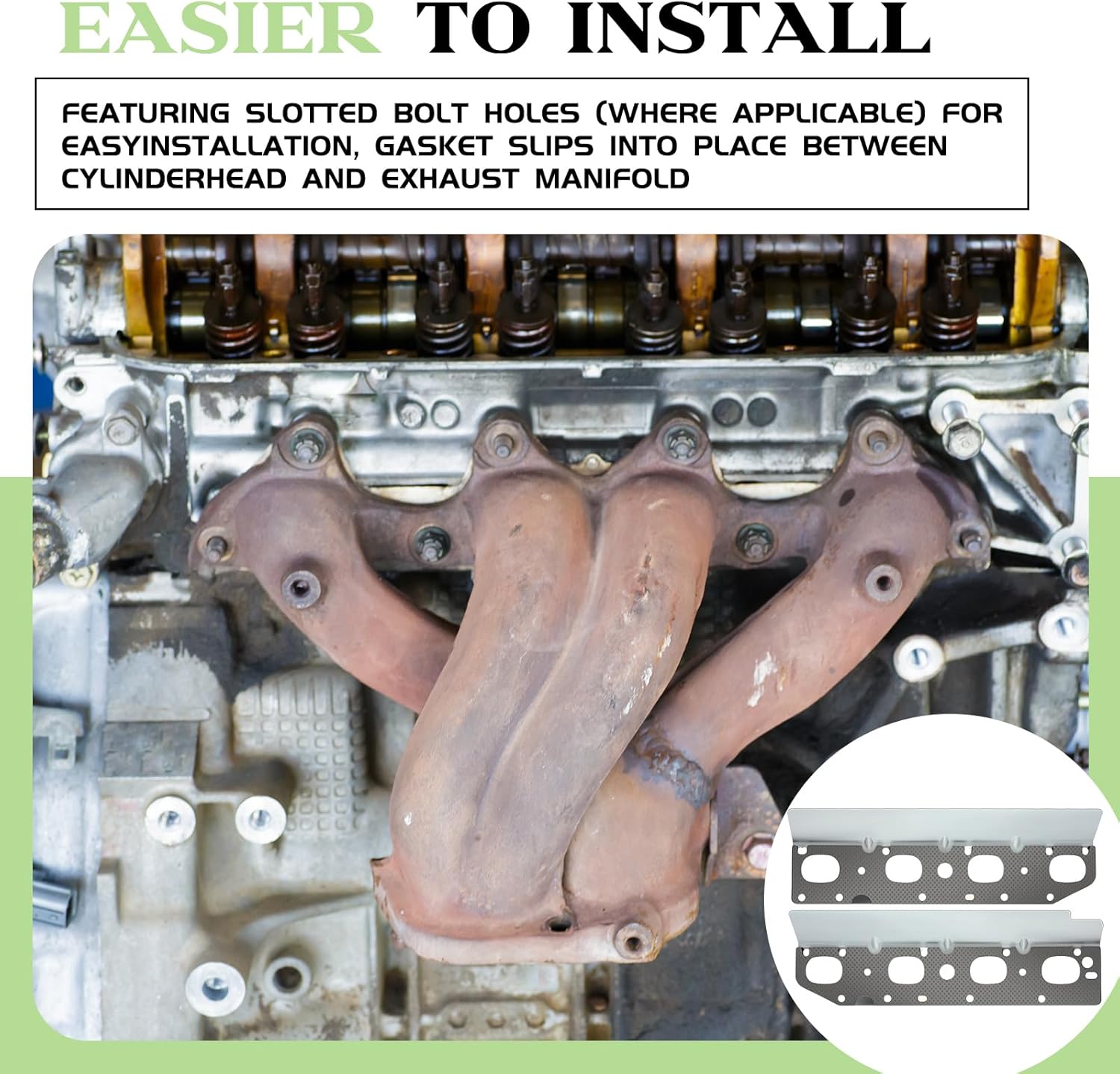 Exhaust Manifold Gasket Set with Bolts and Studs Exhaust Manifold Hardware Gasket Kit Compatible with Ram 5.7l with Bolt Studsv8 2009-2020 1500 2500 3500 Engines(Complete Left + Right) - Image 5