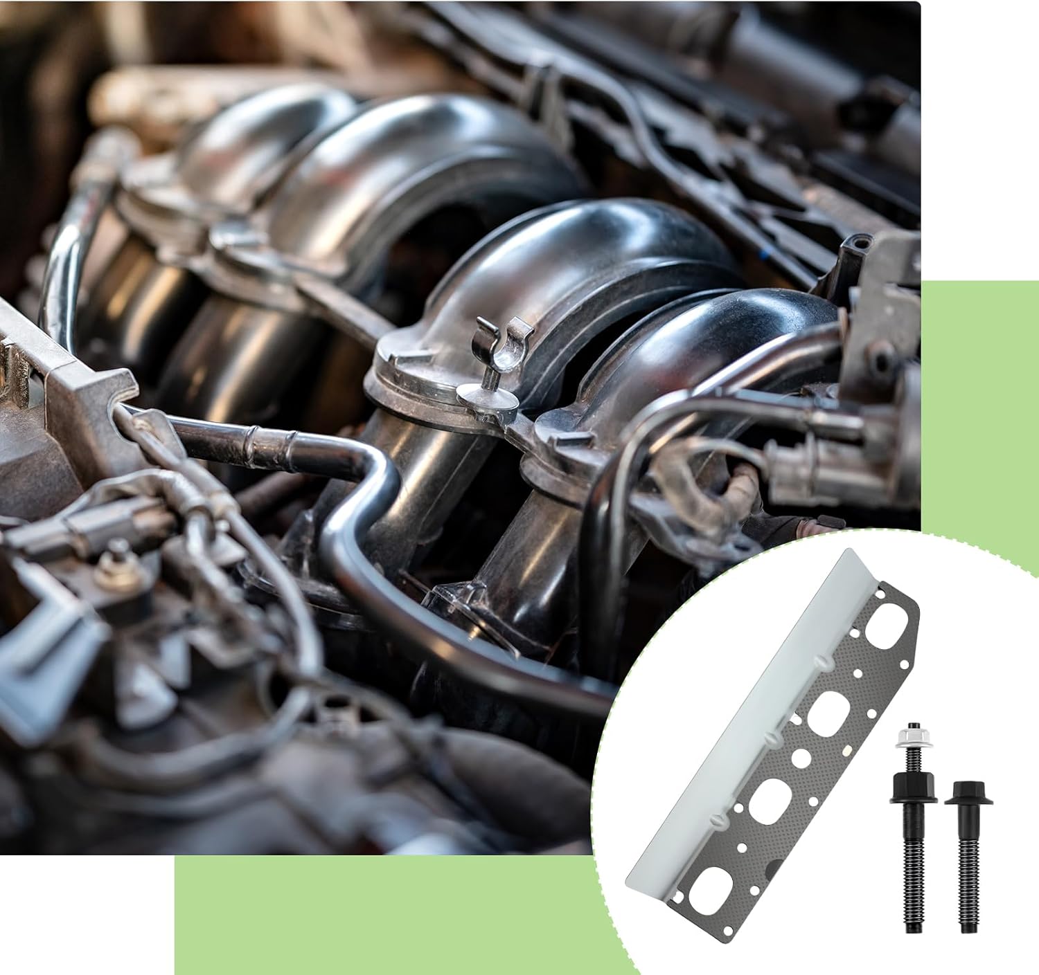 Exhaust Manifold Gasket Set with Bolts and Studs Exhaust Manifold Hardware Gasket Kit Compatible with Ram 5.7l with Bolt Studsv8 2009-2020 1500 2500 3500 Engines(Complete Left + Right) - Image 7