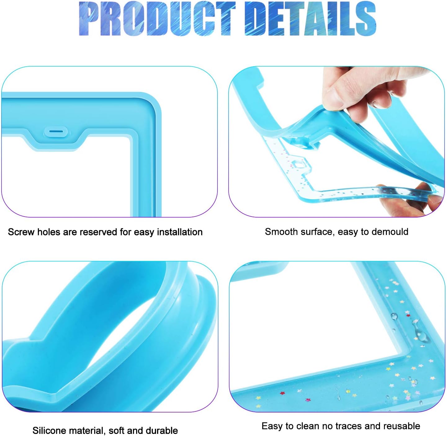 2 Pieces License Plate Frame Silicone Moulds Car Plate Resin Epoxy License Cover Mould for DIY Casting Handmade Crafts Making Supplies - Image 3