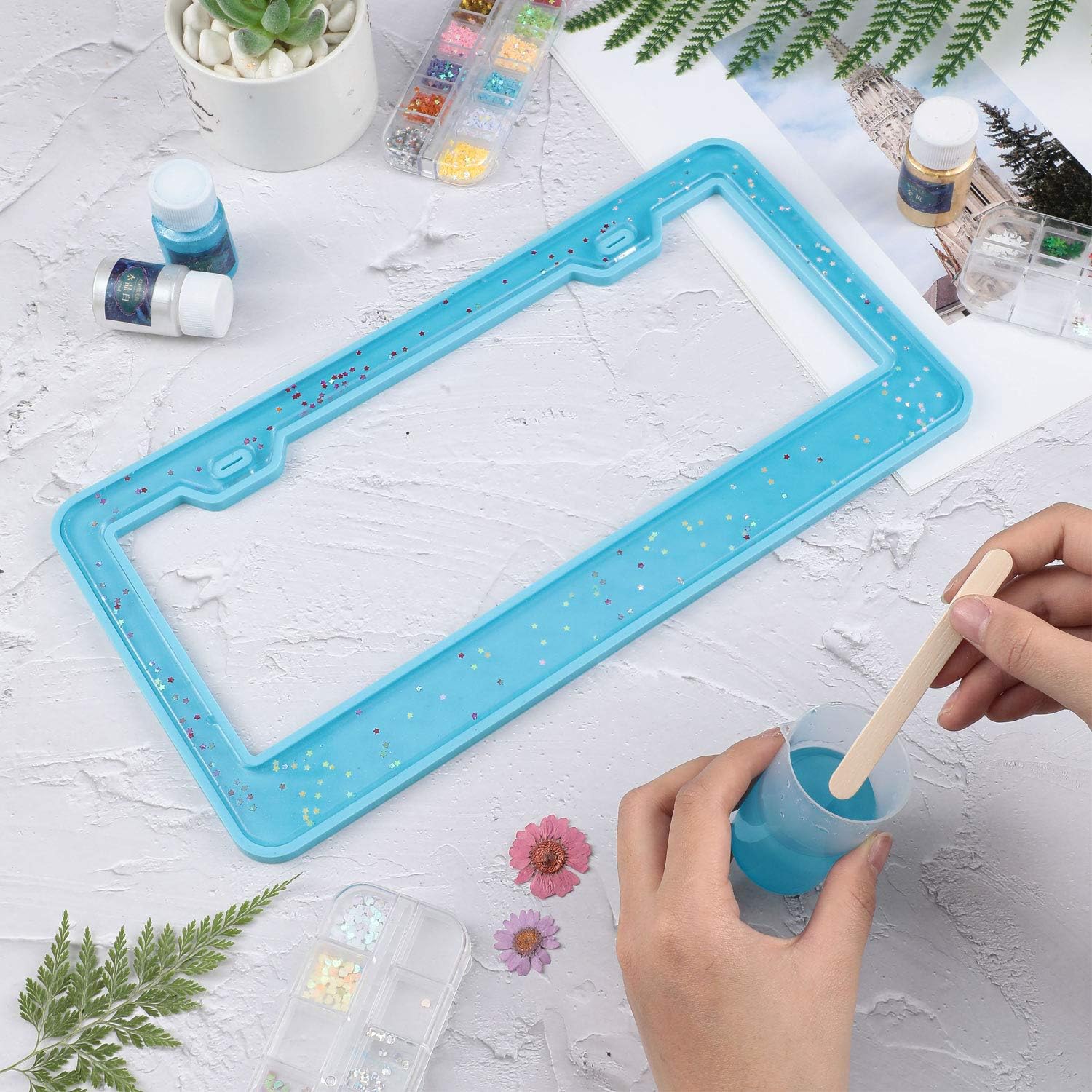 2 Pieces License Plate Frame Silicone Moulds Car Plate Resin Epoxy License Cover Mould for DIY Casting Handmade Crafts Making Supplies - Image 4