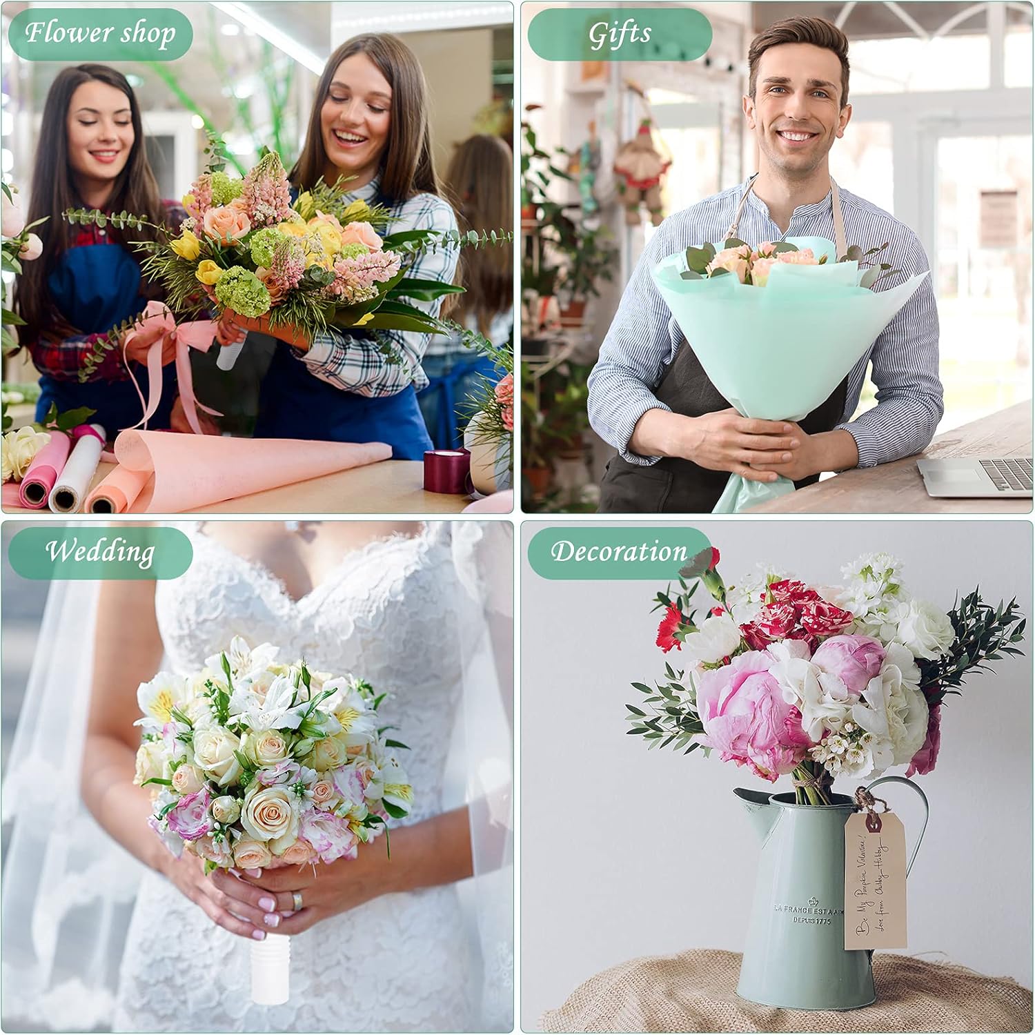 Wedding Bouquet Holder Bridal Bouquet Holders for Artificial Flowers Foam Bouquet Holder Handle for Weddings Flower Arrangement Gardening Supplies (10 Pieces) - Image 3