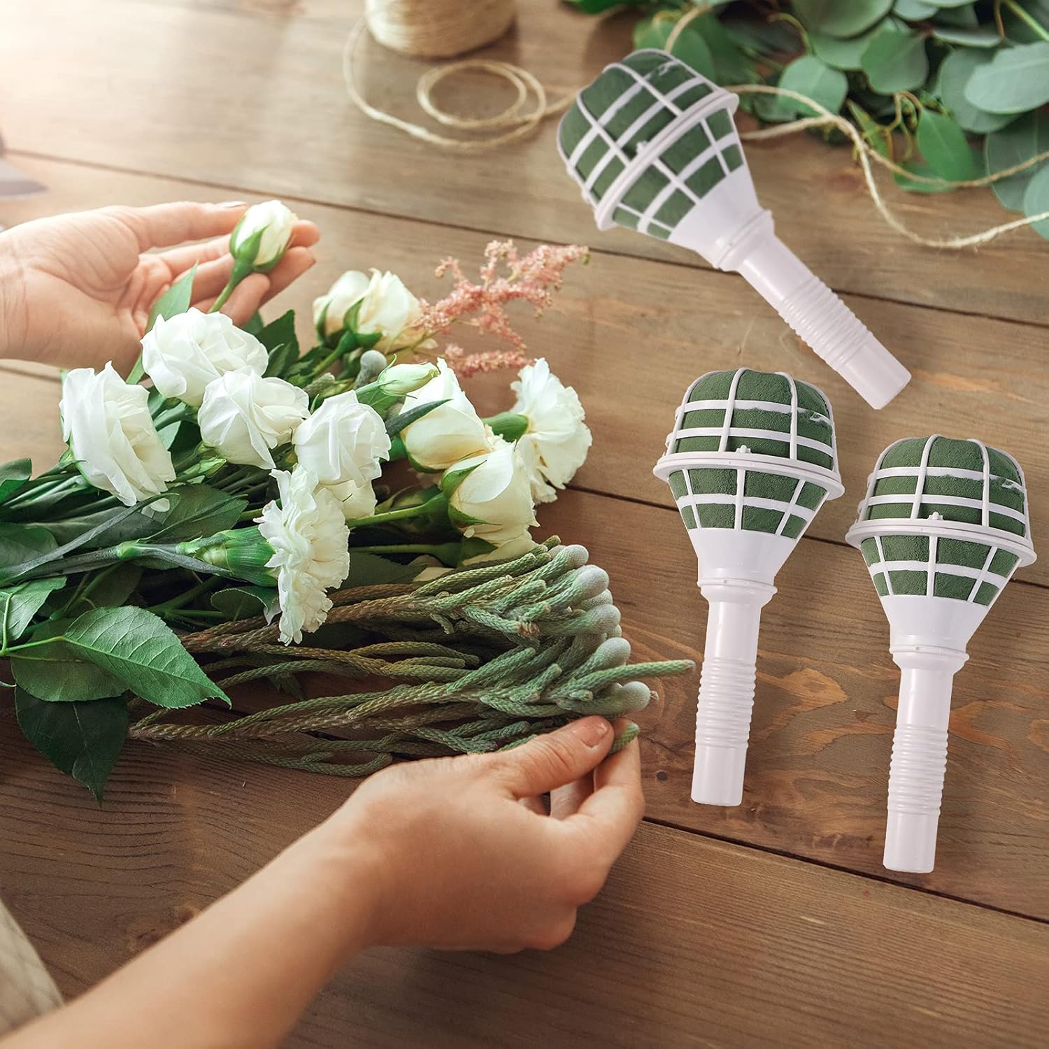 Wedding Bouquet Holder Bridal Bouquet Holders for Artificial Flowers Foam Bouquet Holder Handle for Weddings Flower Arrangement Gardening Supplies (10 Pieces) - Image 4