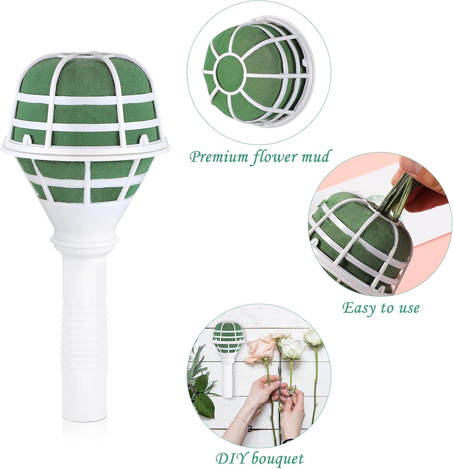 Wedding Bouquet Holder Bridal Bouquet Holders for Artificial Flowers Foam Bouquet Holder Handle for Weddings Flower Arrangement Gardening Supplies (10 Pieces) - Image 6
