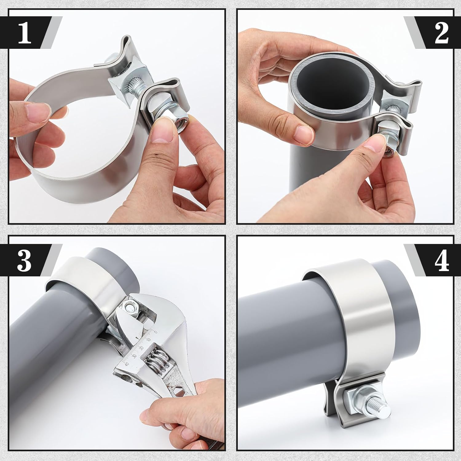 4 Pcs 3 Inch Muffler Clamp, Narrow Band Muffler Clamp Stainless Steel for Pipes and System Repair - Image 5