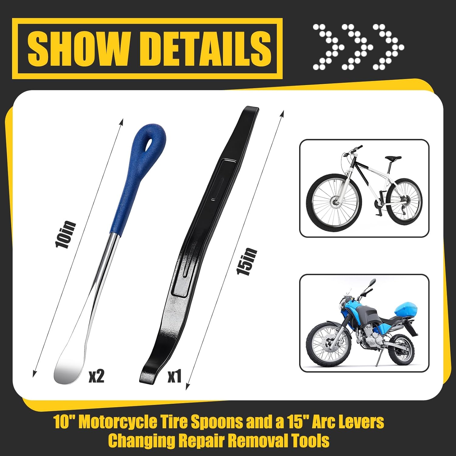 3 Pcs Tire Iron Kit Include 2 Pcs 10
