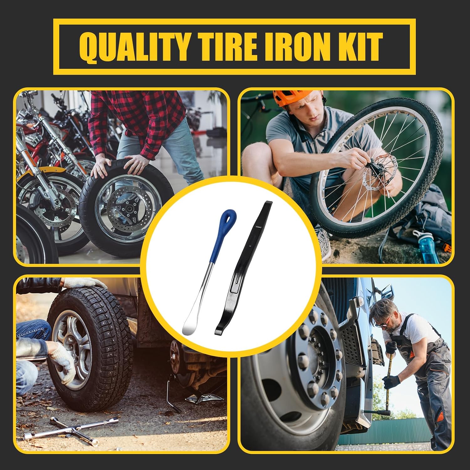 3 Pcs Tire Iron Kit Include 2 Pcs 10