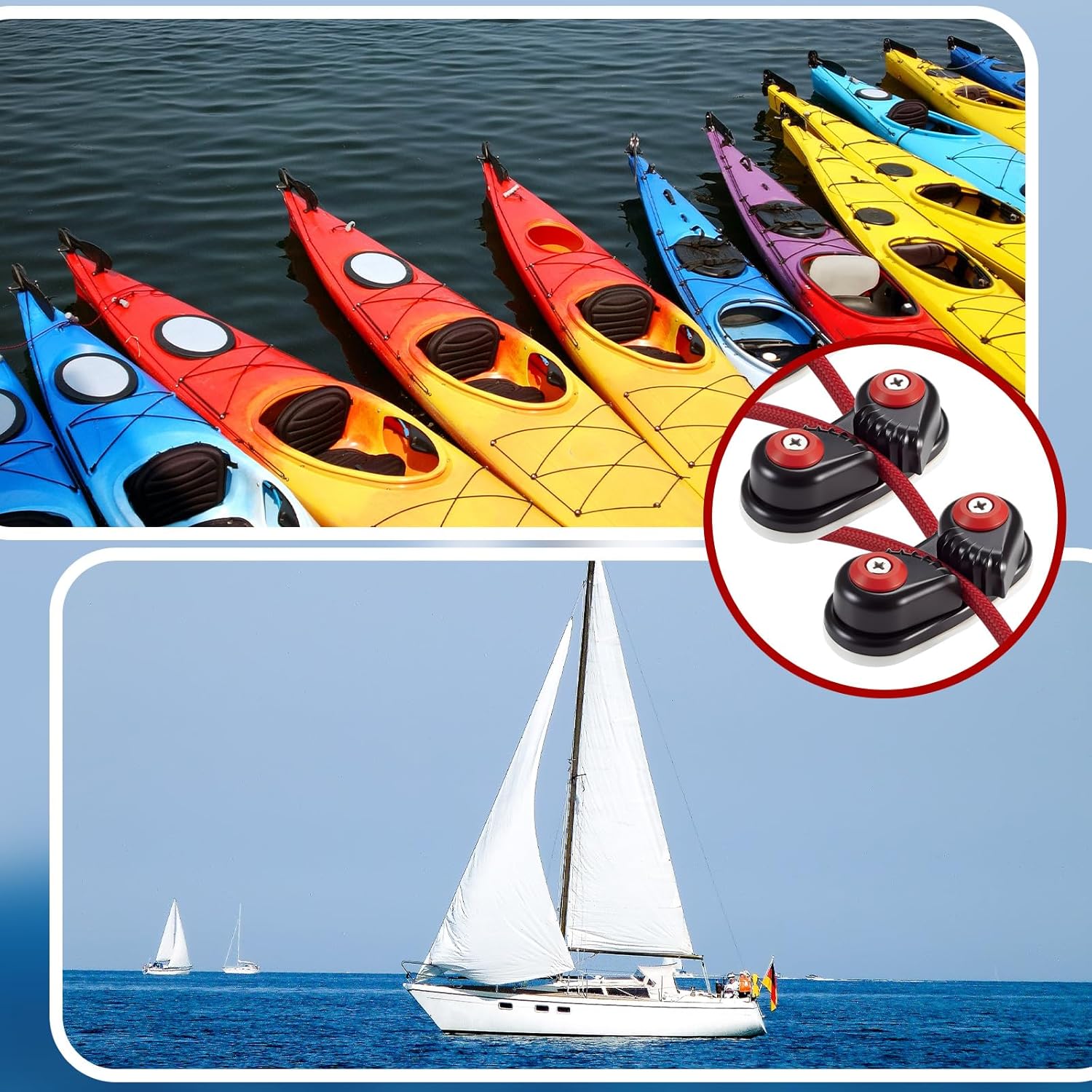 3 Pcs Kayak Cam Cleats Rope Cam Rope Cleat Lock Aluminum Cams Cleats Fast Entry Boat Dock Cleat for Line Sizes Upto 5/8-inch for Sailing Sailboat Kayak Boat Canoe Dinghy - Image 6