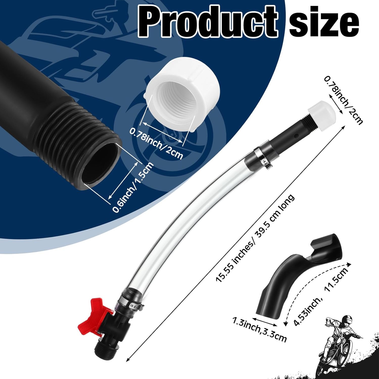 6 Pack Racing Fuel Filler Jug Hose 14 Inch Transparent Gas Can Hose with 3 Pack Bender Clear Fuel Filler for Racing Container Tank 3/5/5.5 Gallon Gas Can - Image 2