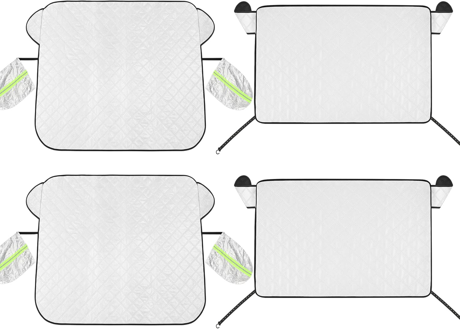 4 Pcs Car Windshield Sun Shade Set - UV Block Heat Reflect Front & Rear Sun Protection with Magnetic Edges and Side Mirror Covers, Universal Fit for Cars, Trucks, Suvs - Fits Most Vehicles - Image 1