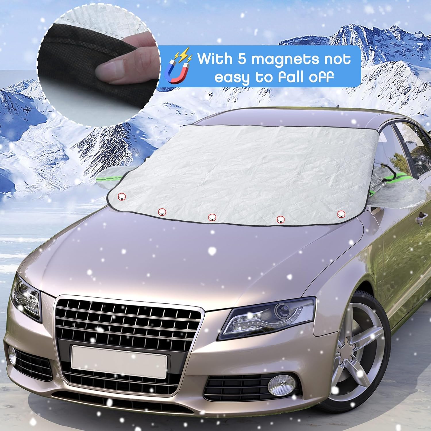 4 Pcs Car Windshield Sun Shade Set - UV Block Heat Reflect Front & Rear Sun Protection with Magnetic Edges and Side Mirror Covers, Universal Fit for Cars, Trucks, Suvs - Fits Most Vehicles - Image 2