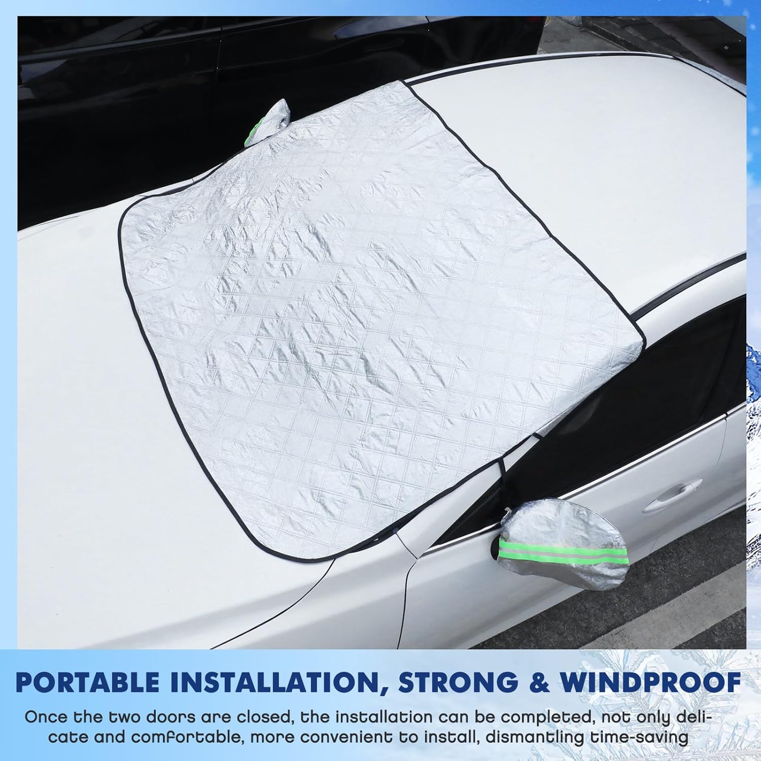 4 Pcs Car Windshield Sun Shade Set - UV Block Heat Reflect Front & Rear Sun Protection with Magnetic Edges and Side Mirror Covers, Universal Fit for Cars, Trucks, Suvs - Fits Most Vehicles - Image 3