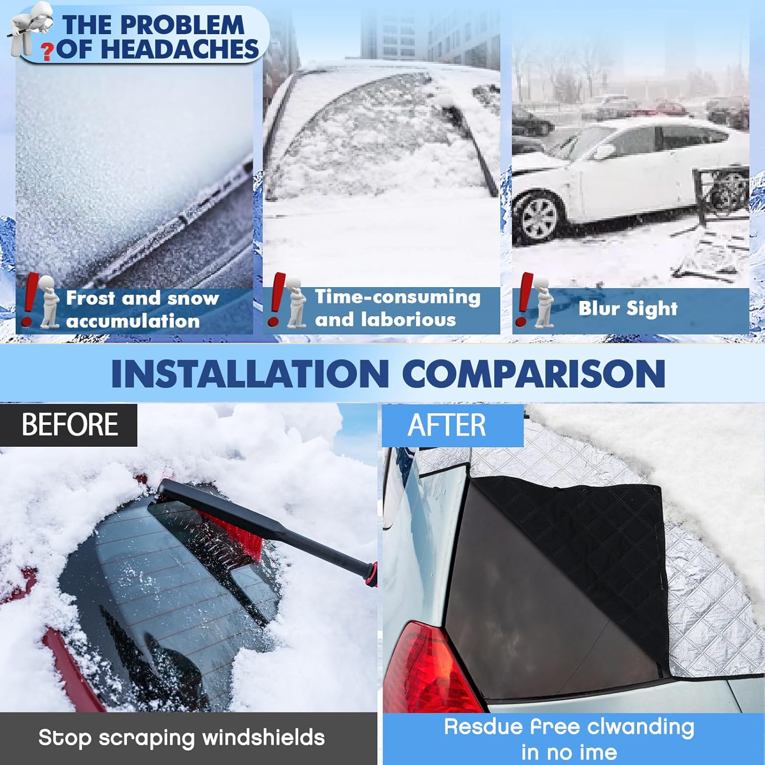 4 Pcs Car Windshield Sun Shade Set - UV Block Heat Reflect Front & Rear Sun Protection with Magnetic Edges and Side Mirror Covers, Universal Fit for Cars, Trucks, Suvs - Fits Most Vehicles - Image 6