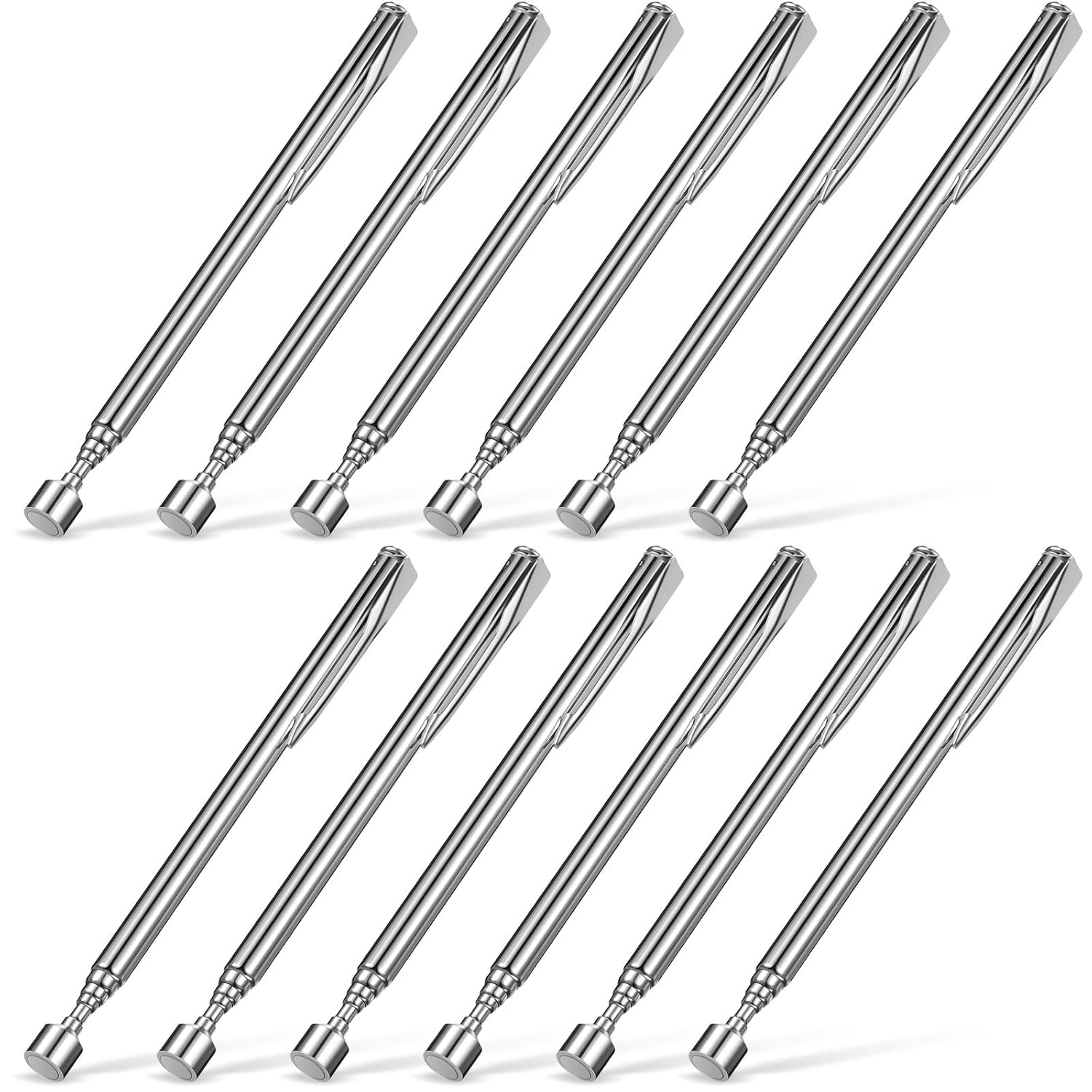 12 Pieces Telescoping Magnet Pickup Tools in 2 Lb Magnetic Stick Gadget with Pocket Clip Magnet Tool to Retrieve Screws Nuts Pins for Men Birthday, Father's Day, Valentine - Image 1