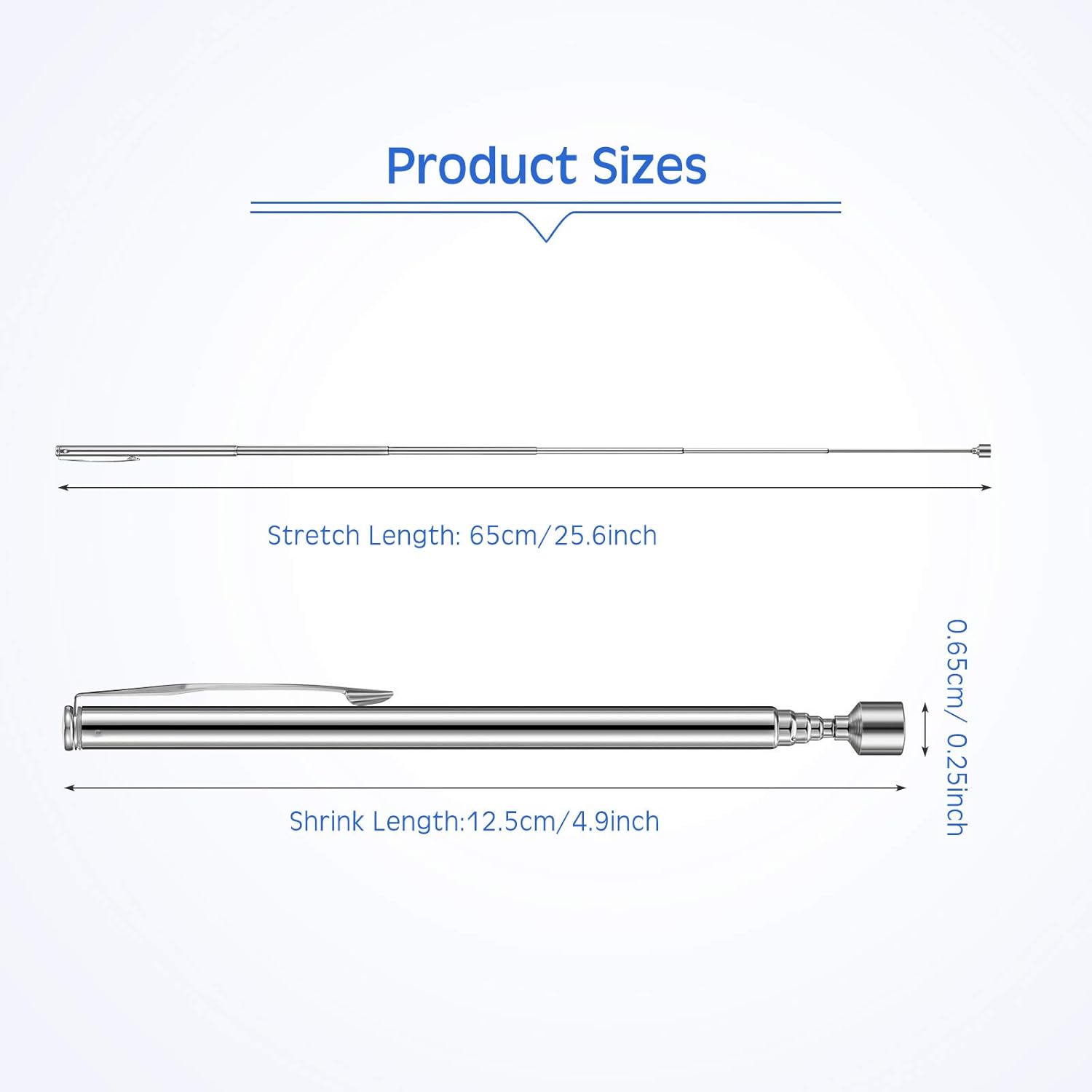12 Pieces Telescoping Magnet Pickup Tools in 2 Lb Magnetic Stick Gadget with Pocket Clip Magnet Tool to Retrieve Screws Nuts Pins for Men Birthday, Father's Day, Valentine - Image 2