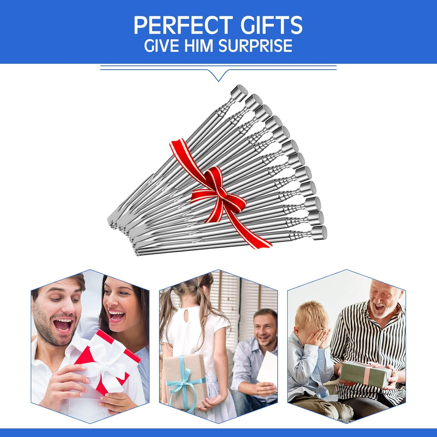 12 Pieces Telescoping Magnet Pickup Tools in 2 Lb Magnetic Stick Gadget with Pocket Clip Magnet Tool to Retrieve Screws Nuts Pins for Men Birthday, Father's Day, Valentine - Image 7