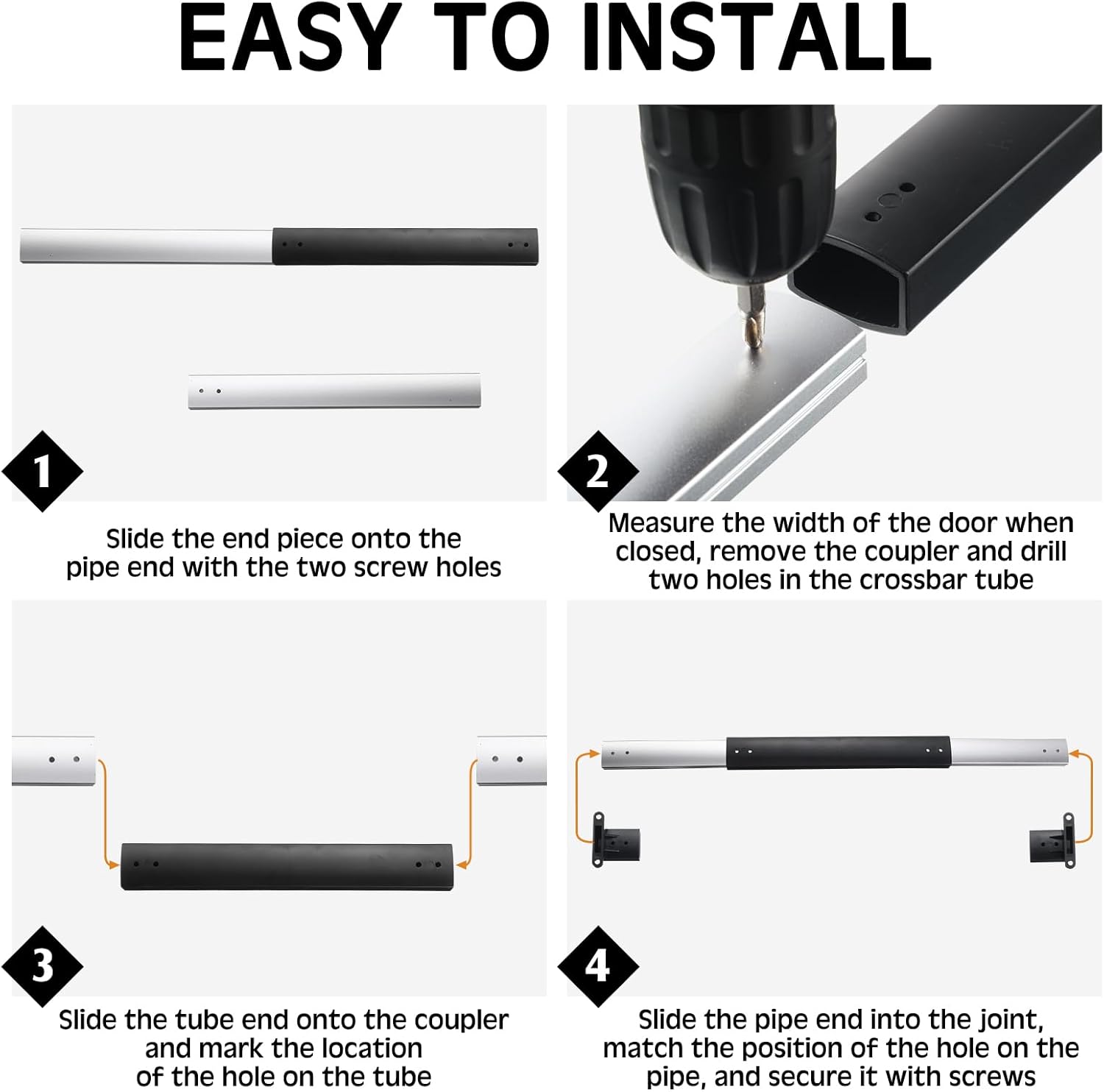 2 Pcs RV Screen Door Handle Cross Bar, Adjustable Camper Door Grab Bar 21-5/8 to 28-5/8 with Non Slip Grip Aluminum Support Handle for Trailer, Motorhome, Truck, Camping, Travel RV Accessories - Image 3