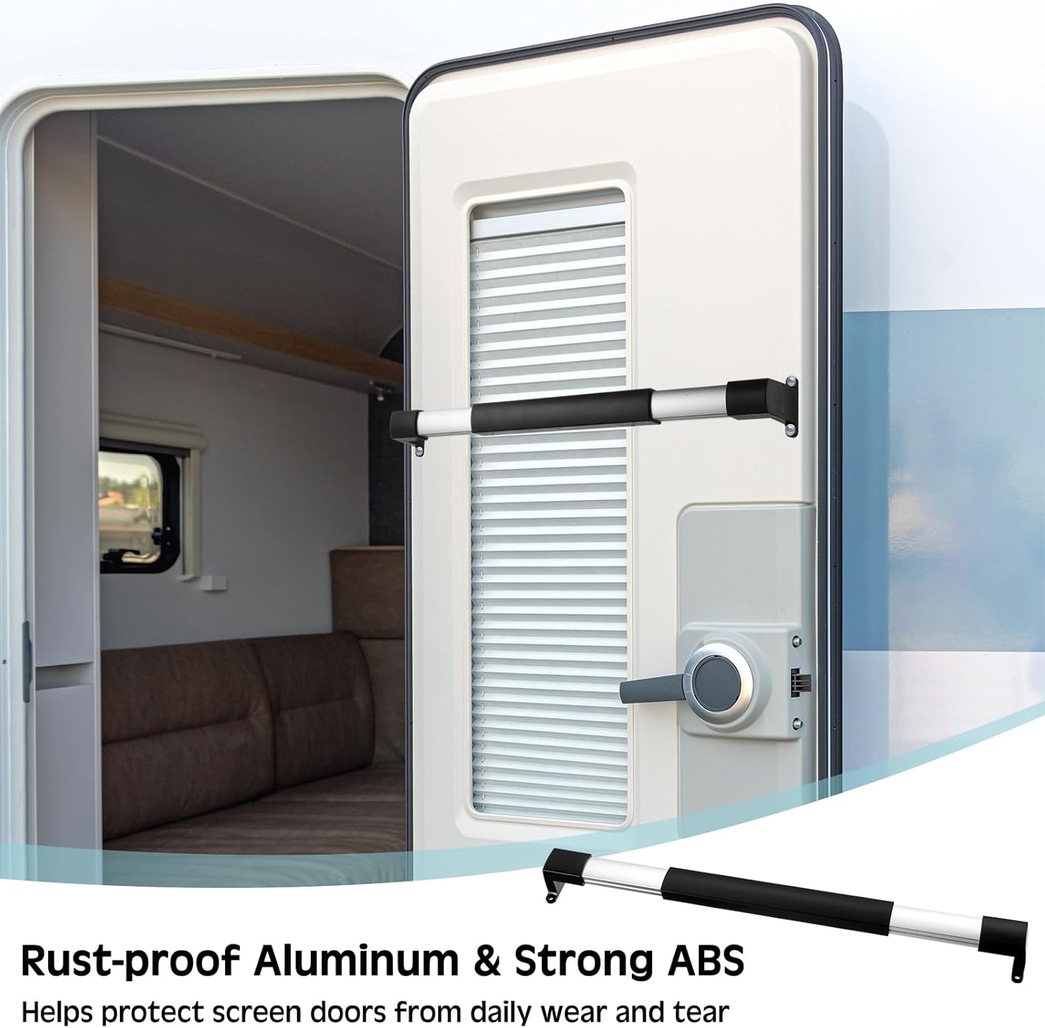2 Pcs RV Screen Door Handle Cross Bar, Adjustable Camper Door Grab Bar 21-5/8 to 28-5/8 with Non Slip Grip Aluminum Support Handle for Trailer, Motorhome, Truck, Camping, Travel RV Accessories - Image 4
