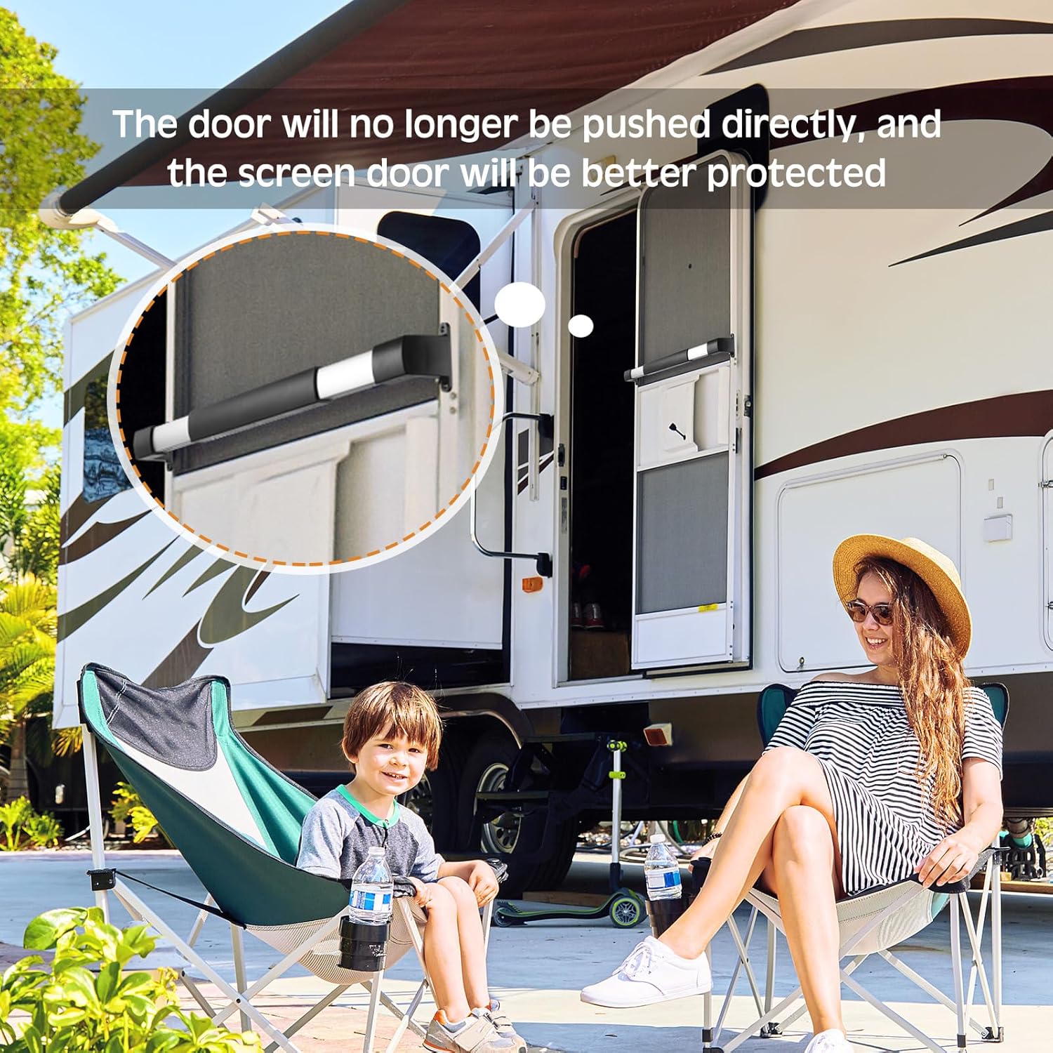 2 Pcs RV Screen Door Handle Cross Bar, Adjustable Camper Door Grab Bar 21-5/8 to 28-5/8 with Non Slip Grip Aluminum Support Handle for Trailer, Motorhome, Truck, Camping, Travel RV Accessories - Image 5