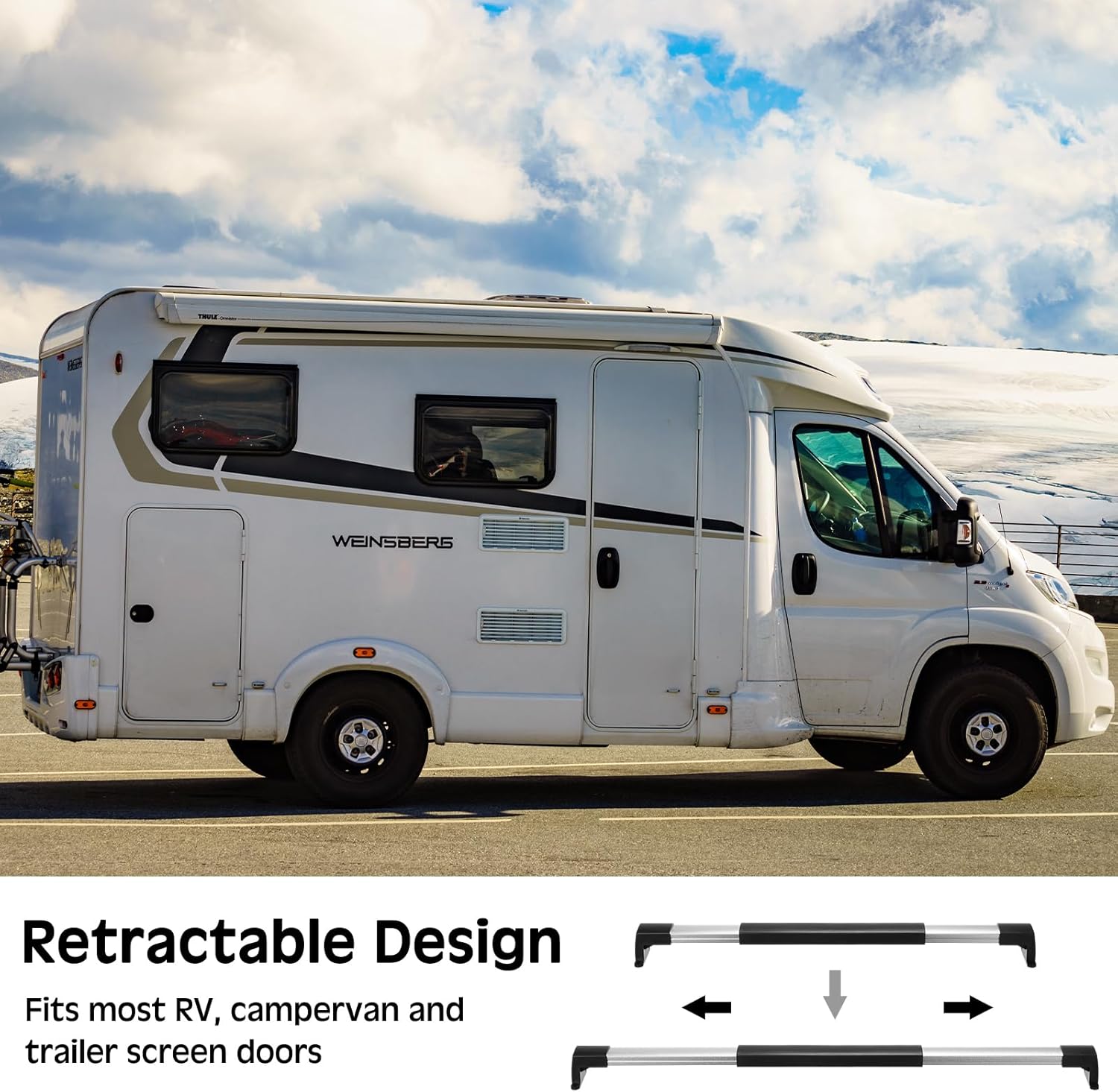 2 Pcs RV Screen Door Handle Cross Bar, Adjustable Camper Door Grab Bar 21-5/8 to 28-5/8 with Non Slip Grip Aluminum Support Handle for Trailer, Motorhome, Truck, Camping, Travel RV Accessories - Image 6